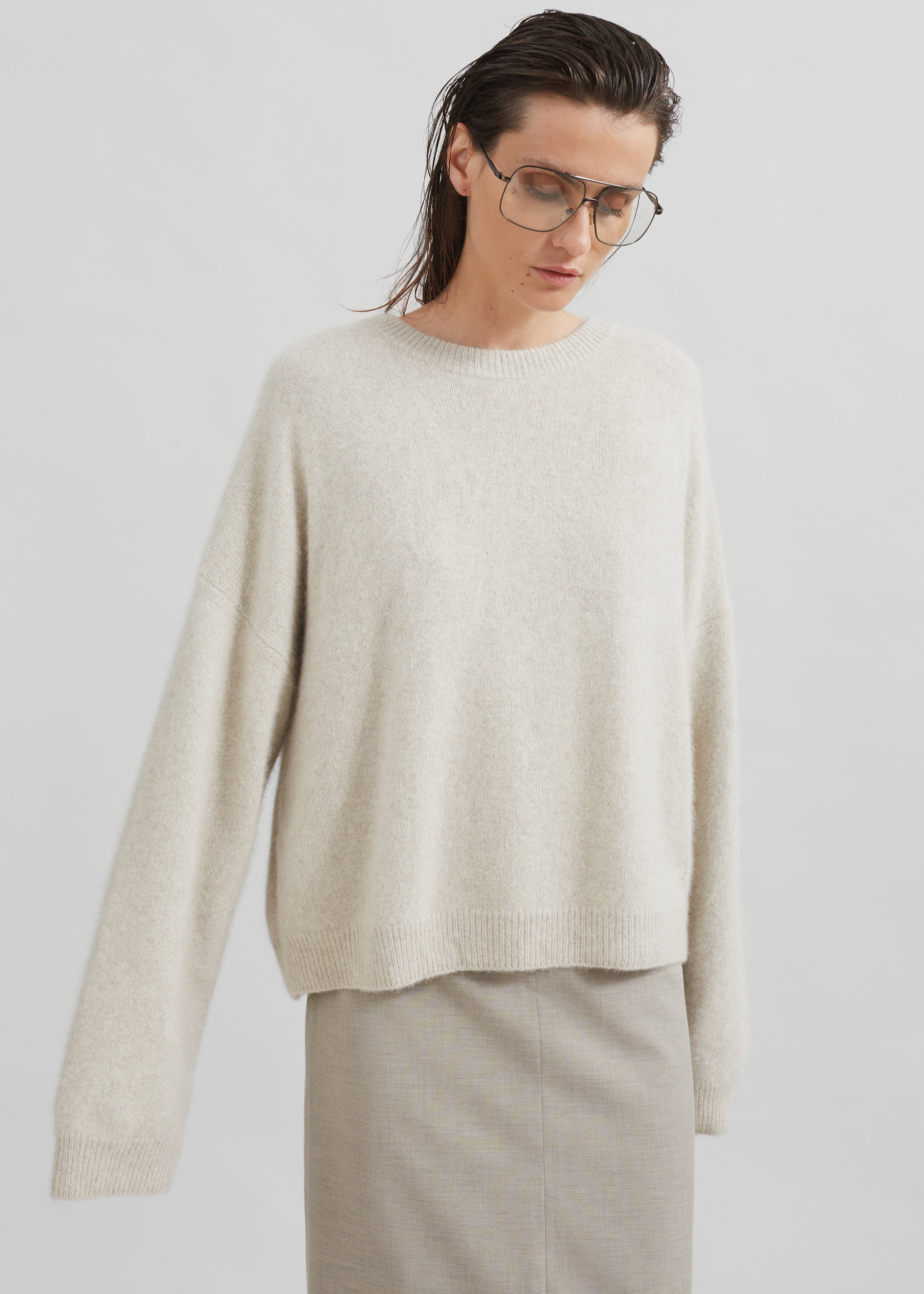 Loulou Studio Ropo Sweater - Stone Melange - 7