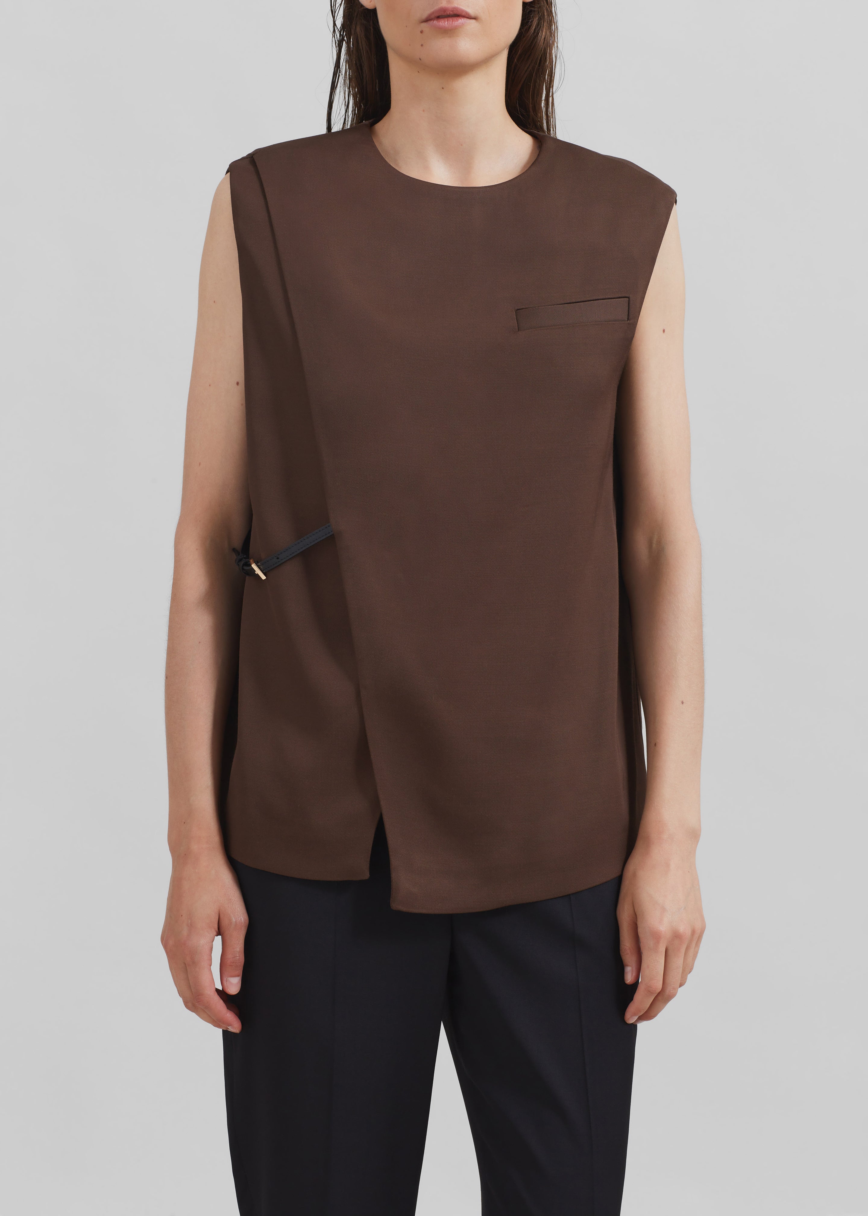 Loulou Studio Sambac Sleeveless Top - Choco - 4