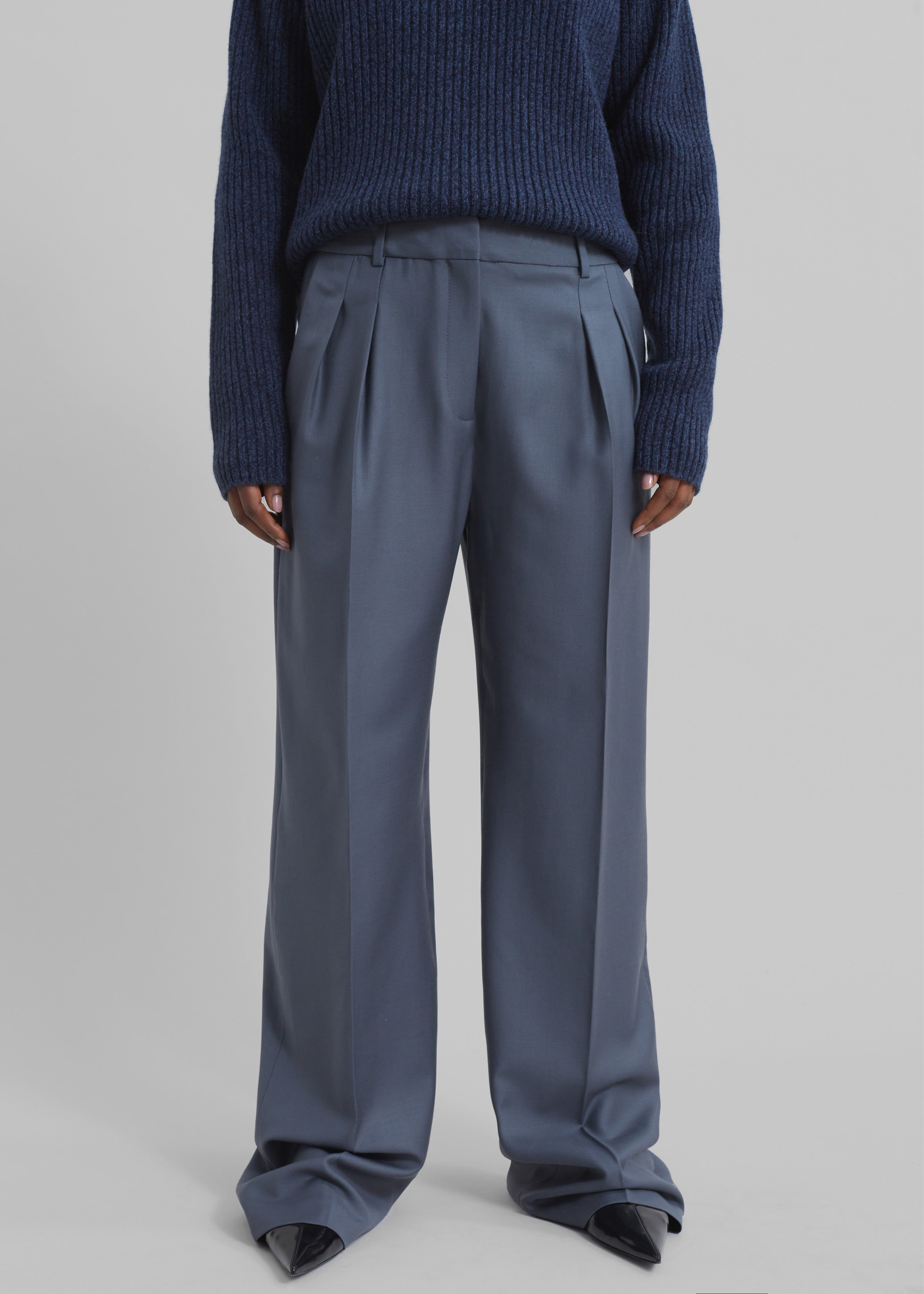 Black Alana wool-blend wide-leg trousers | Joseph | MATCHES UK