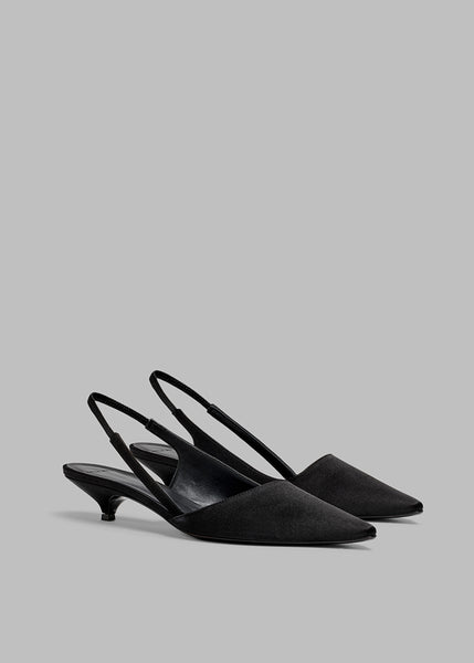 Black sling back fashion kitten heel shoes