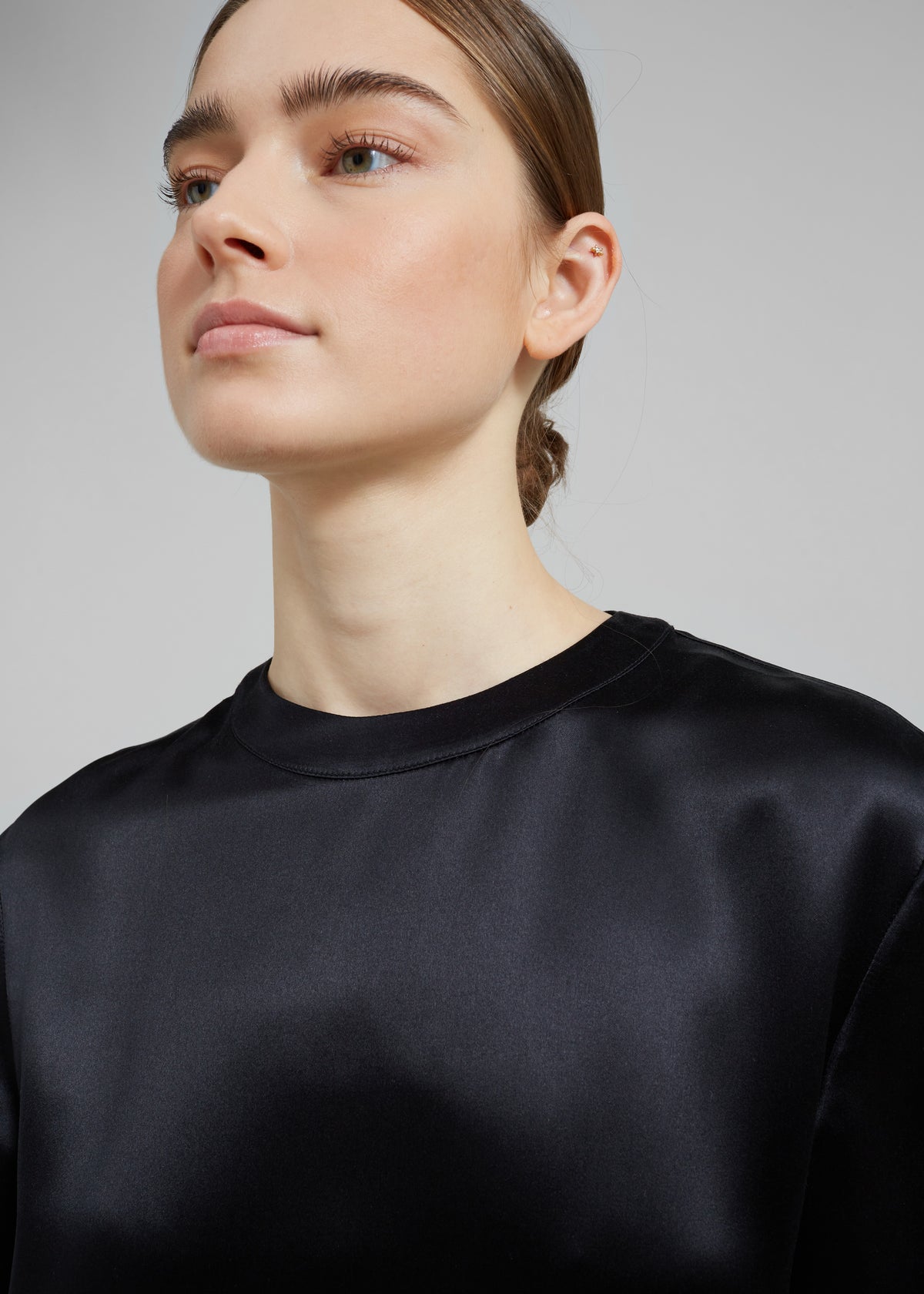 Loulou Studio Tuga Satin T-Shirt Dress - Black - 4