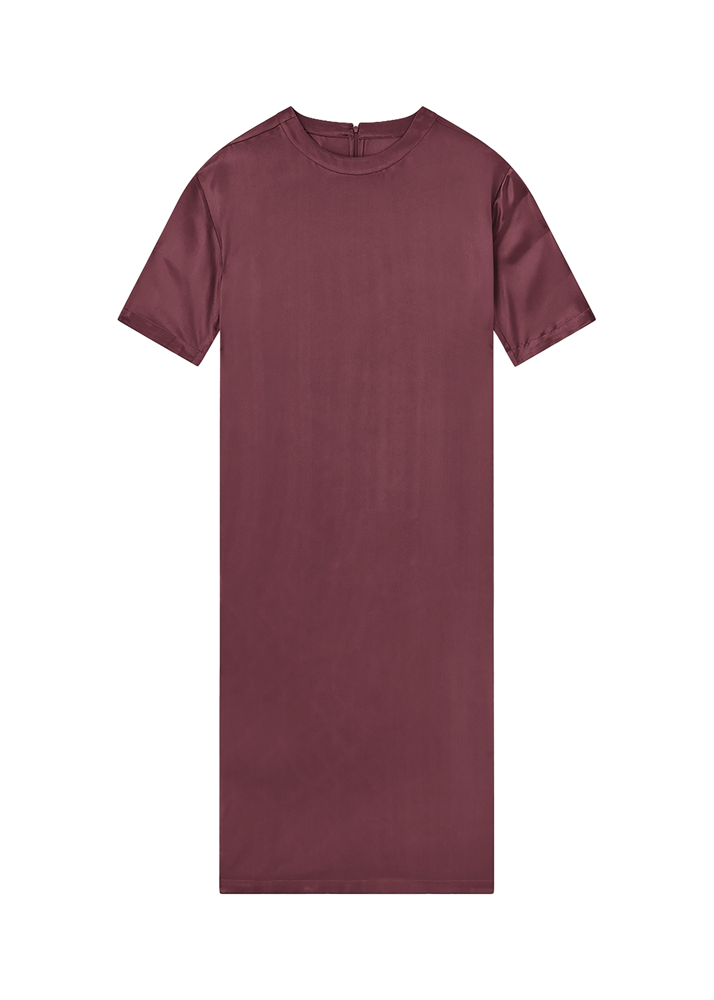 Loulou Studio Tuga Satin T-Shirt Dress - Midnight Bordeaux - 8