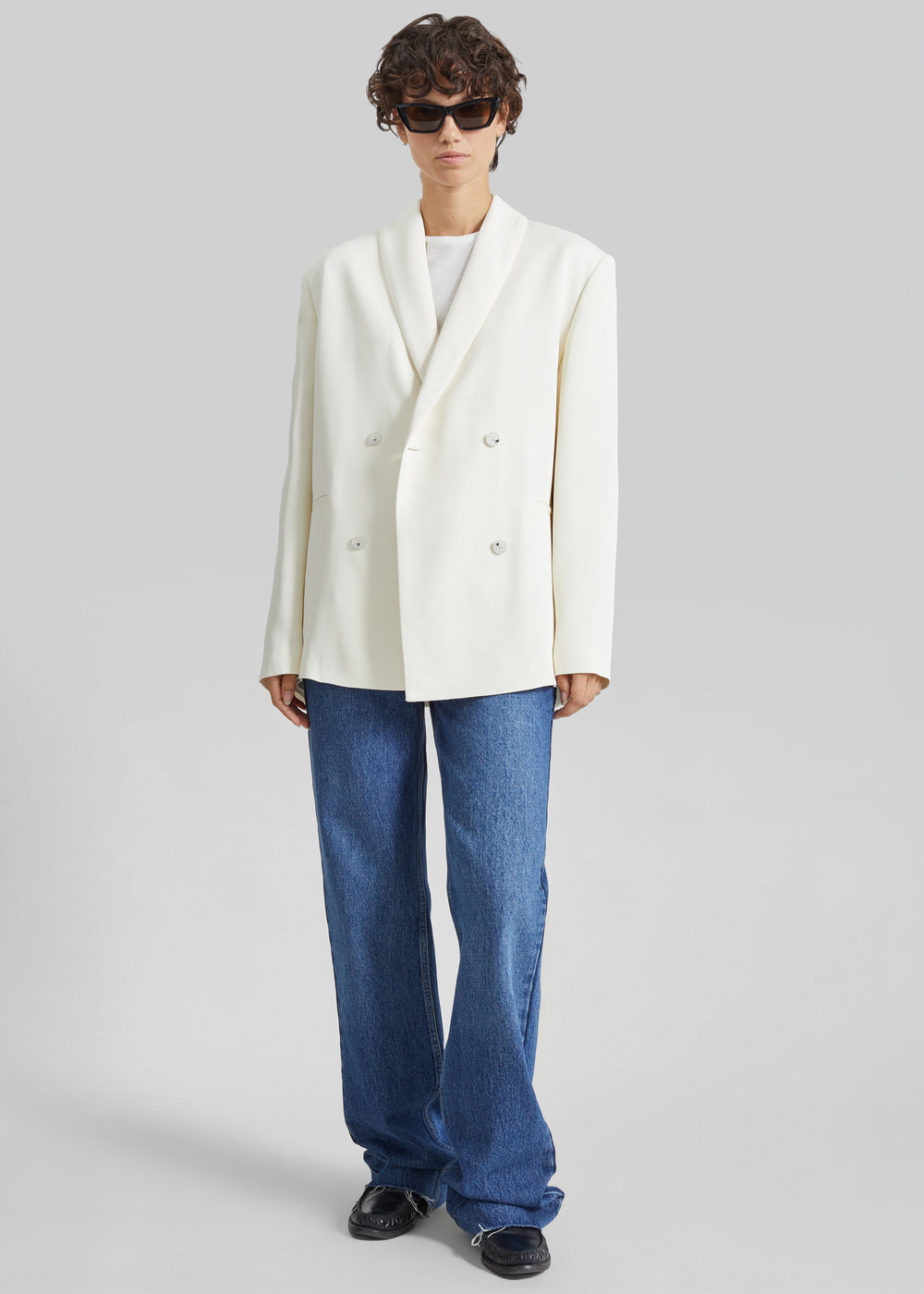 Loulou de Saison Sira Shawl Collar Jacket - Ivory - 1
