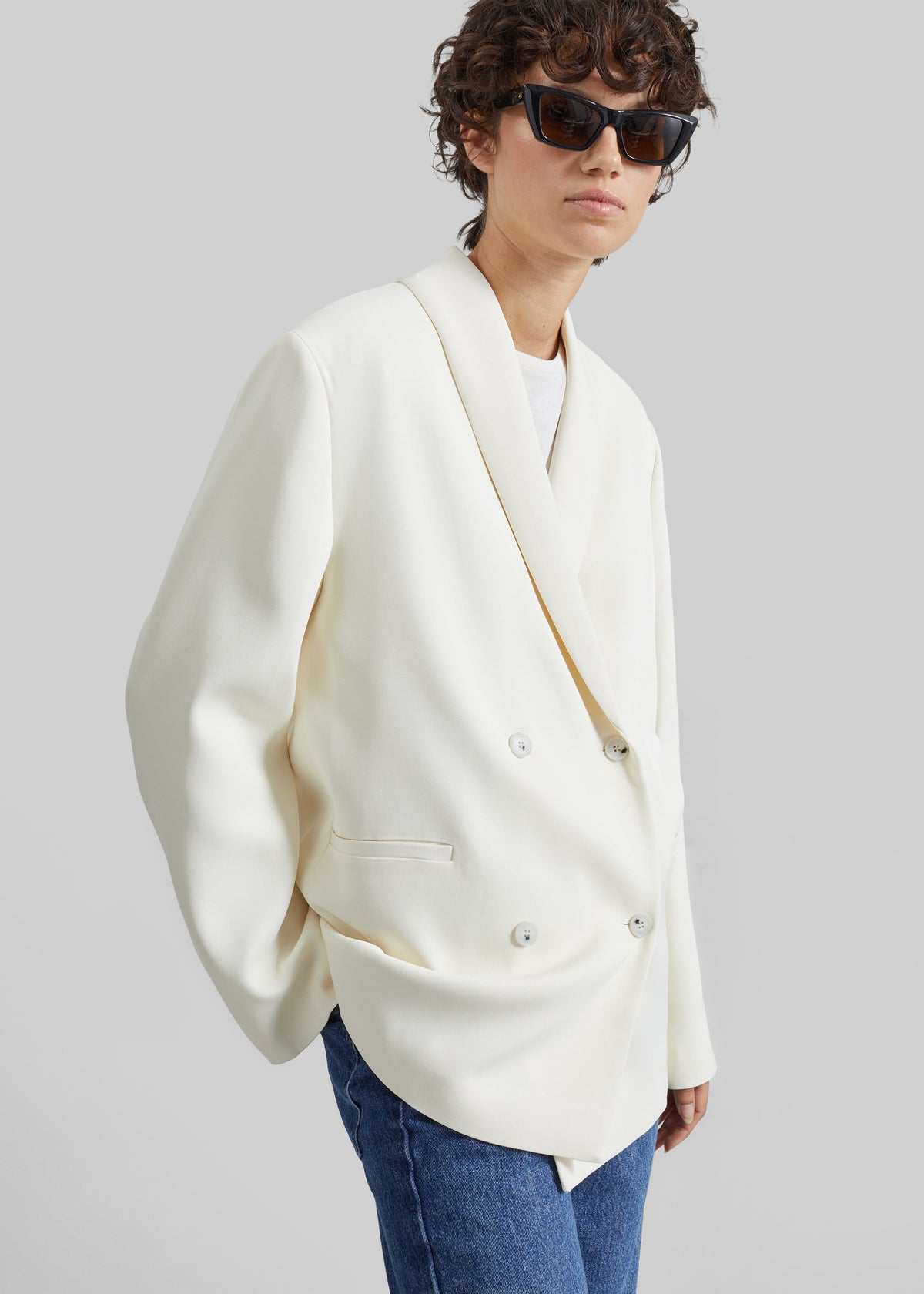 Loulou de Saison Sira Shawl Collar Jacket - Ivory
