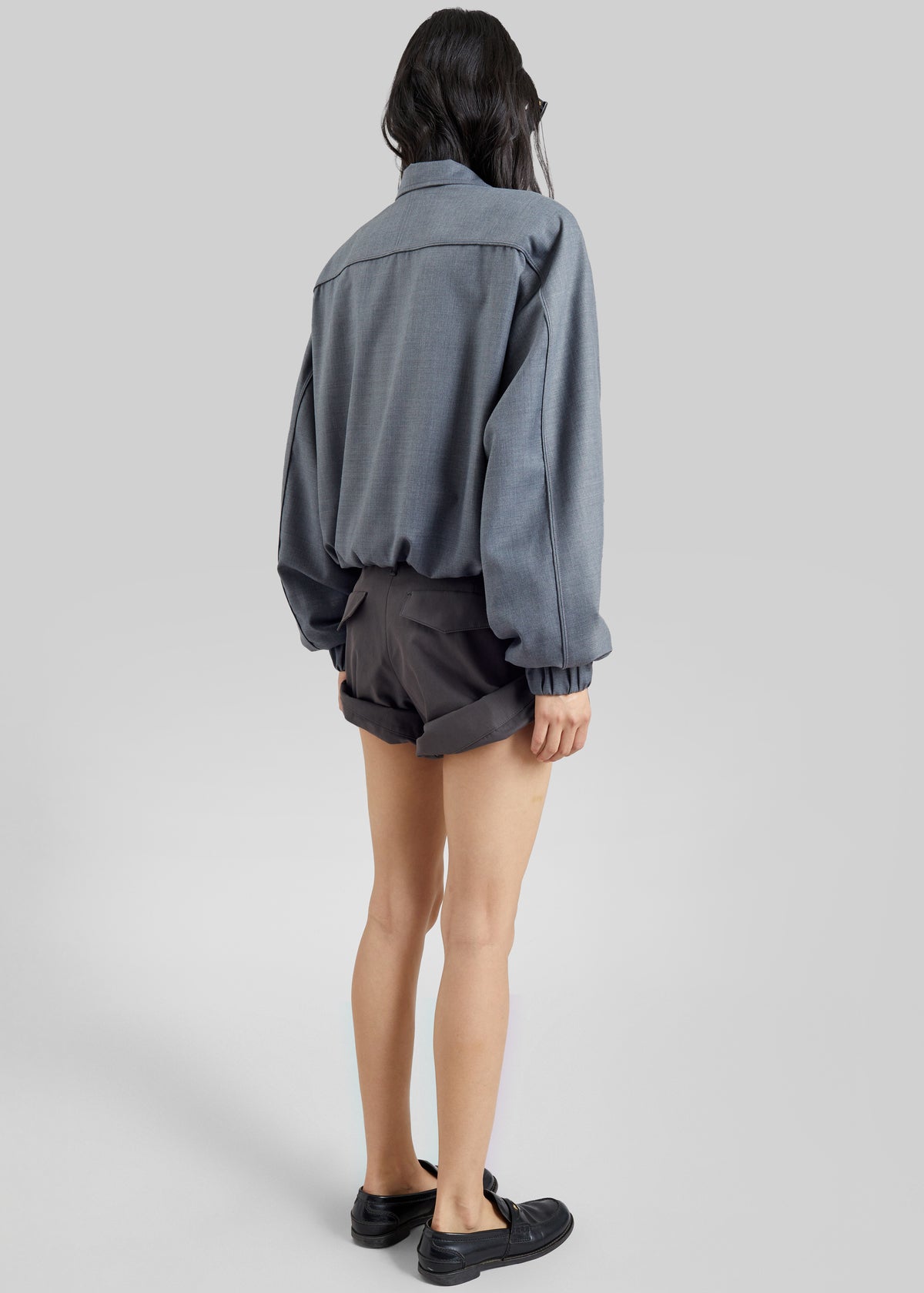 Low Classic Tuck Point Turn-Up Shorts - Charcoal - 8