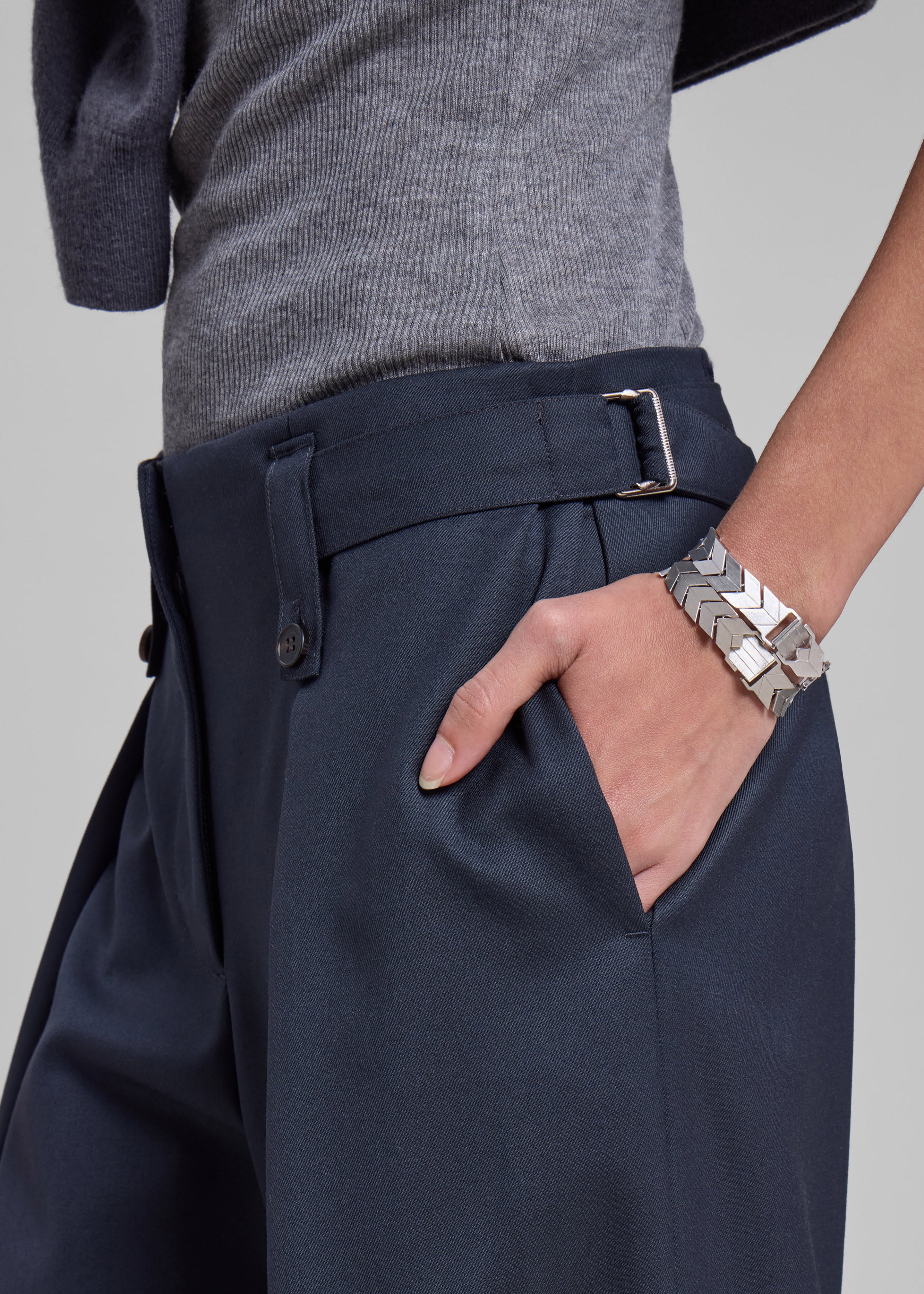 Low Classic Belt Loop Point Trousers - Blue Green - 3