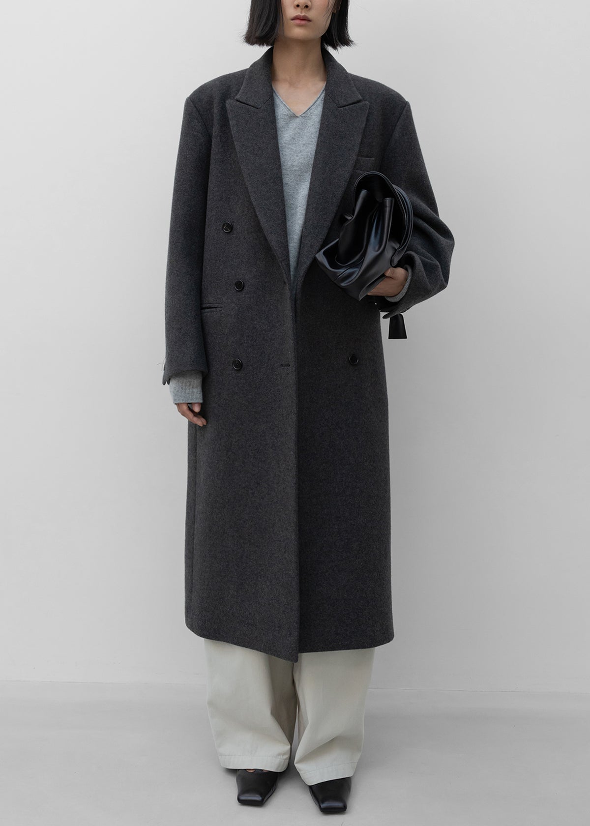 Low Classic Cashmere Blend Double Long Coat - Grey