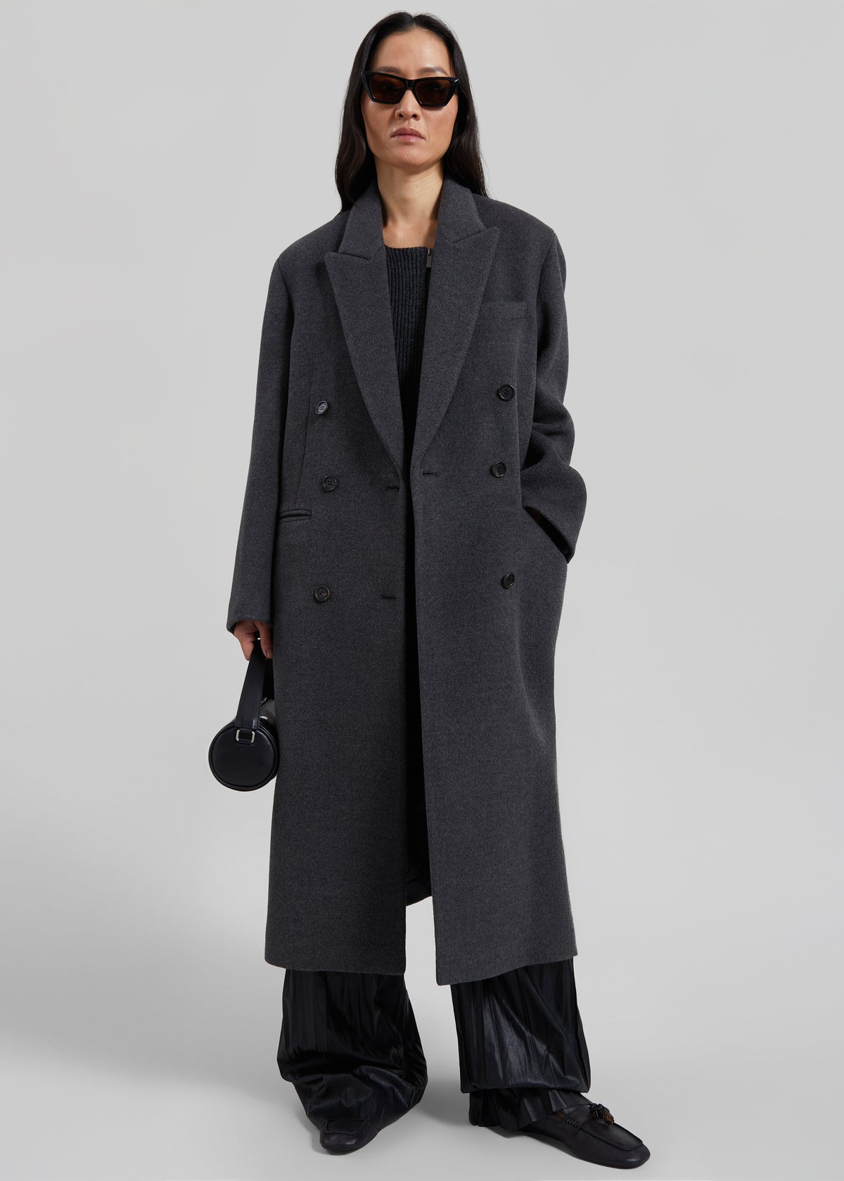 Low Classic Cashmere Blend Double Long Coat - Grey