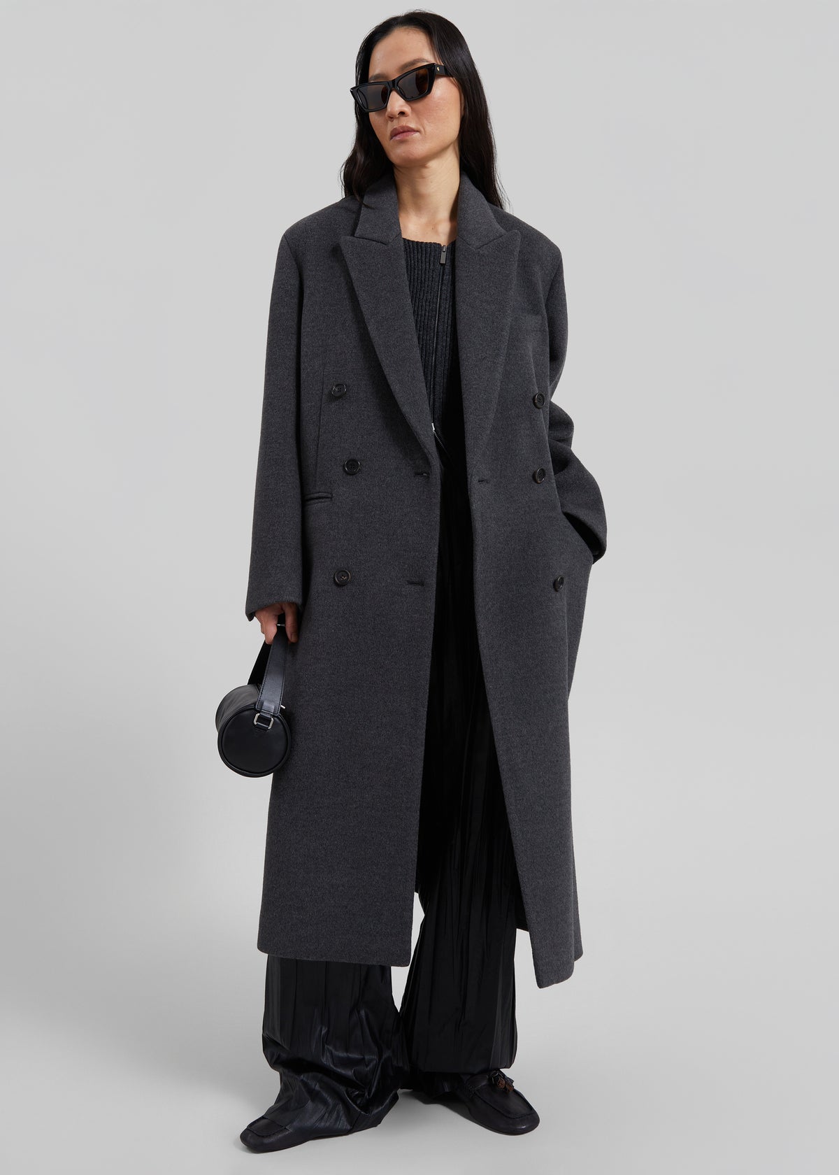 Low Classic Cashmere Blend Double Long Coat - Grey