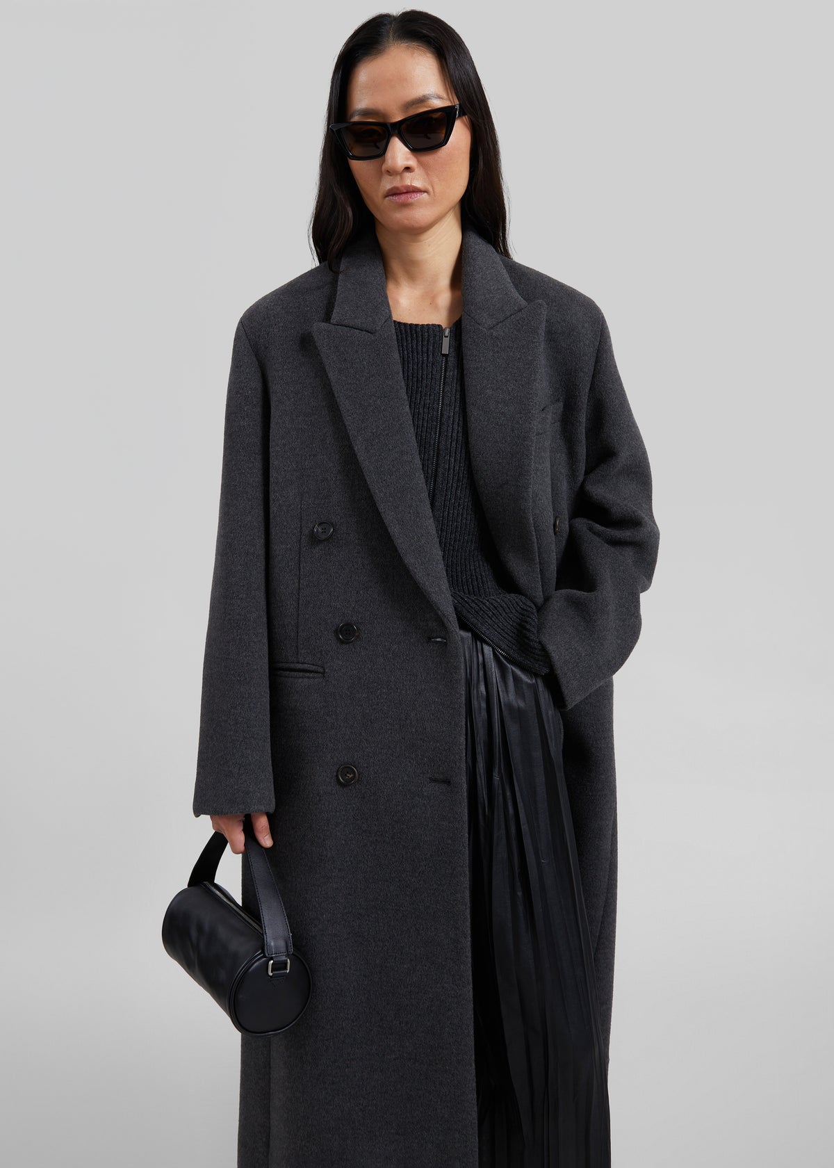 Low Classic Cashmere Blend Double Long Coat - Grey