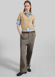 Low Classic Drawstring Washed Cotton Pants - Khaki
