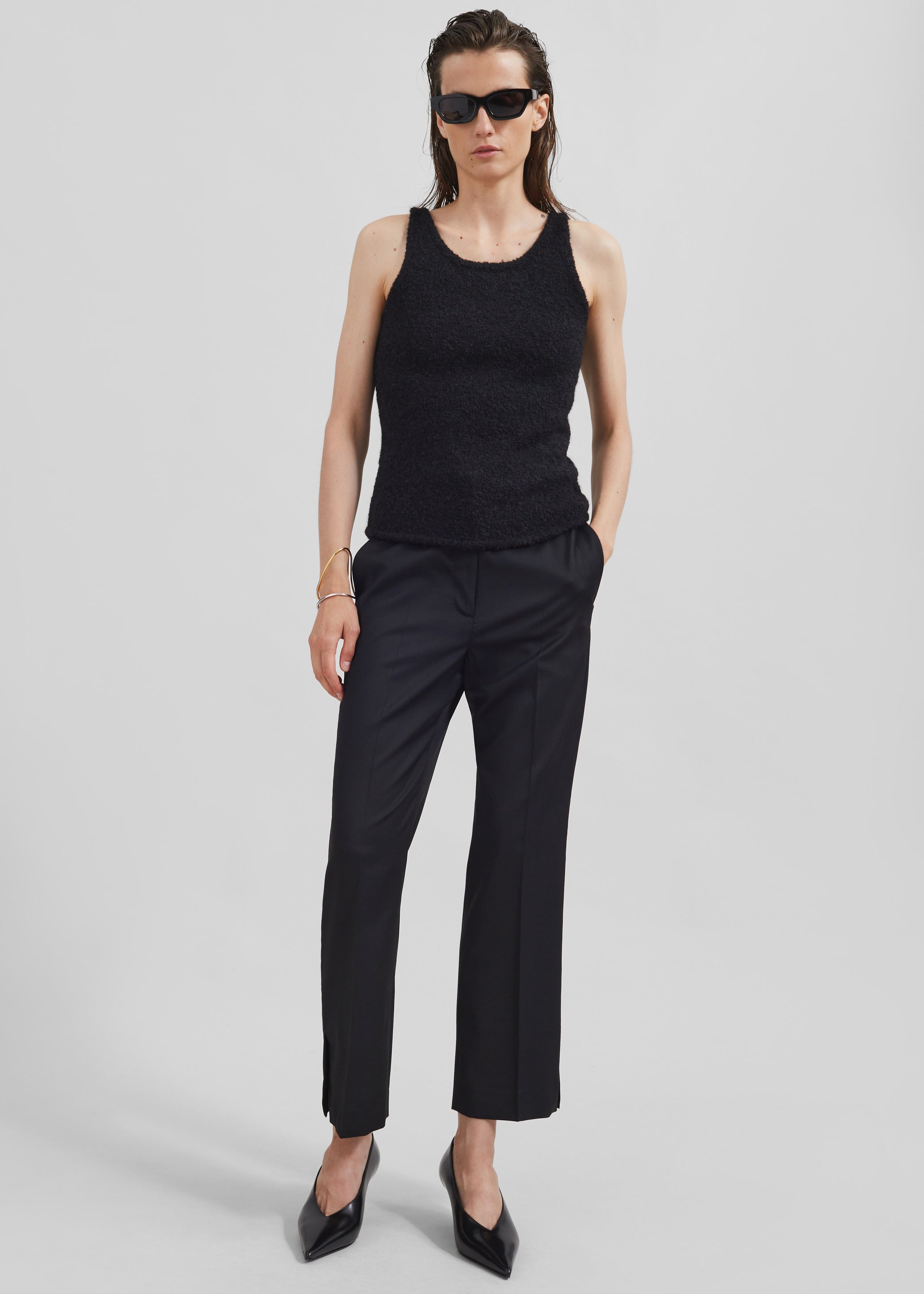 Shop the look image for Low Classic Fluffy Sleeveless Knit Top - Black