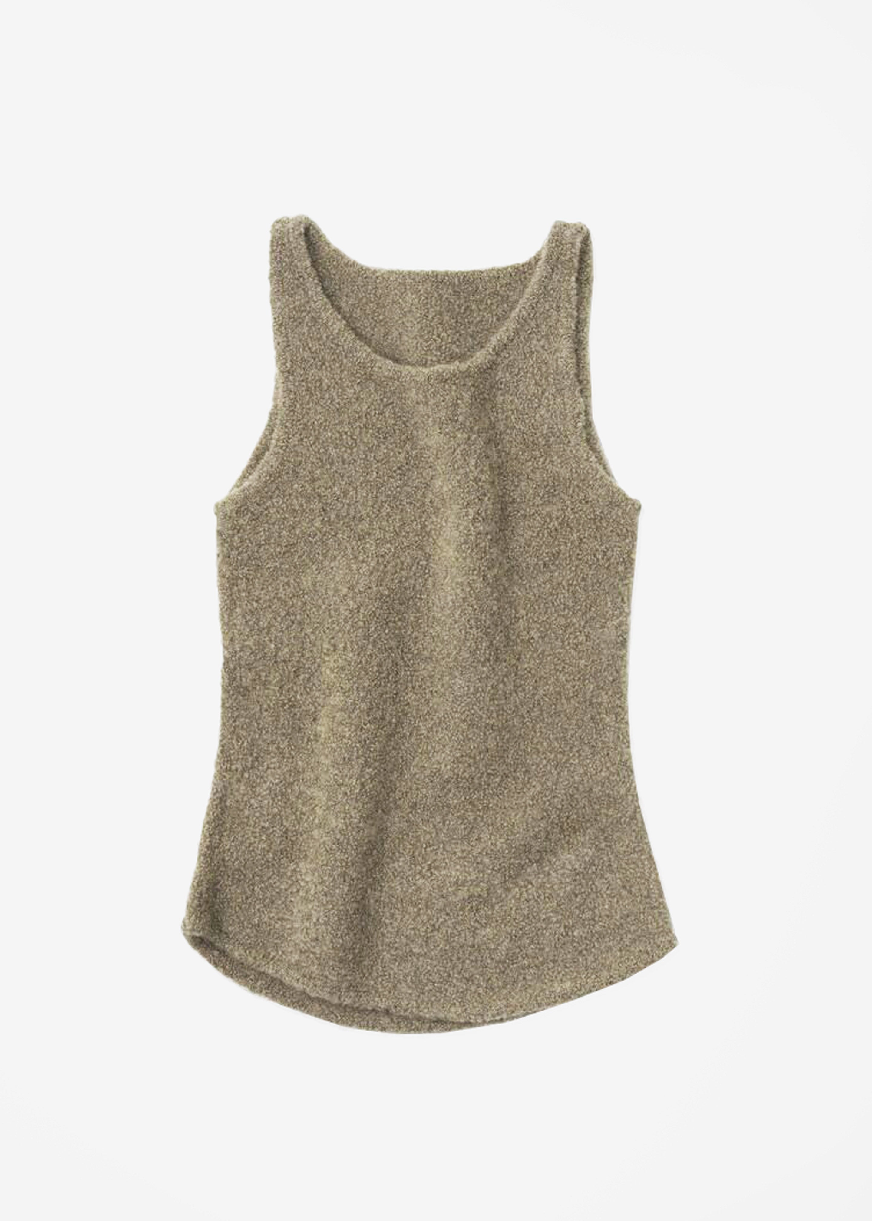 Low Classic Fluffy Sleeveless Knit Top - Khaki - 7