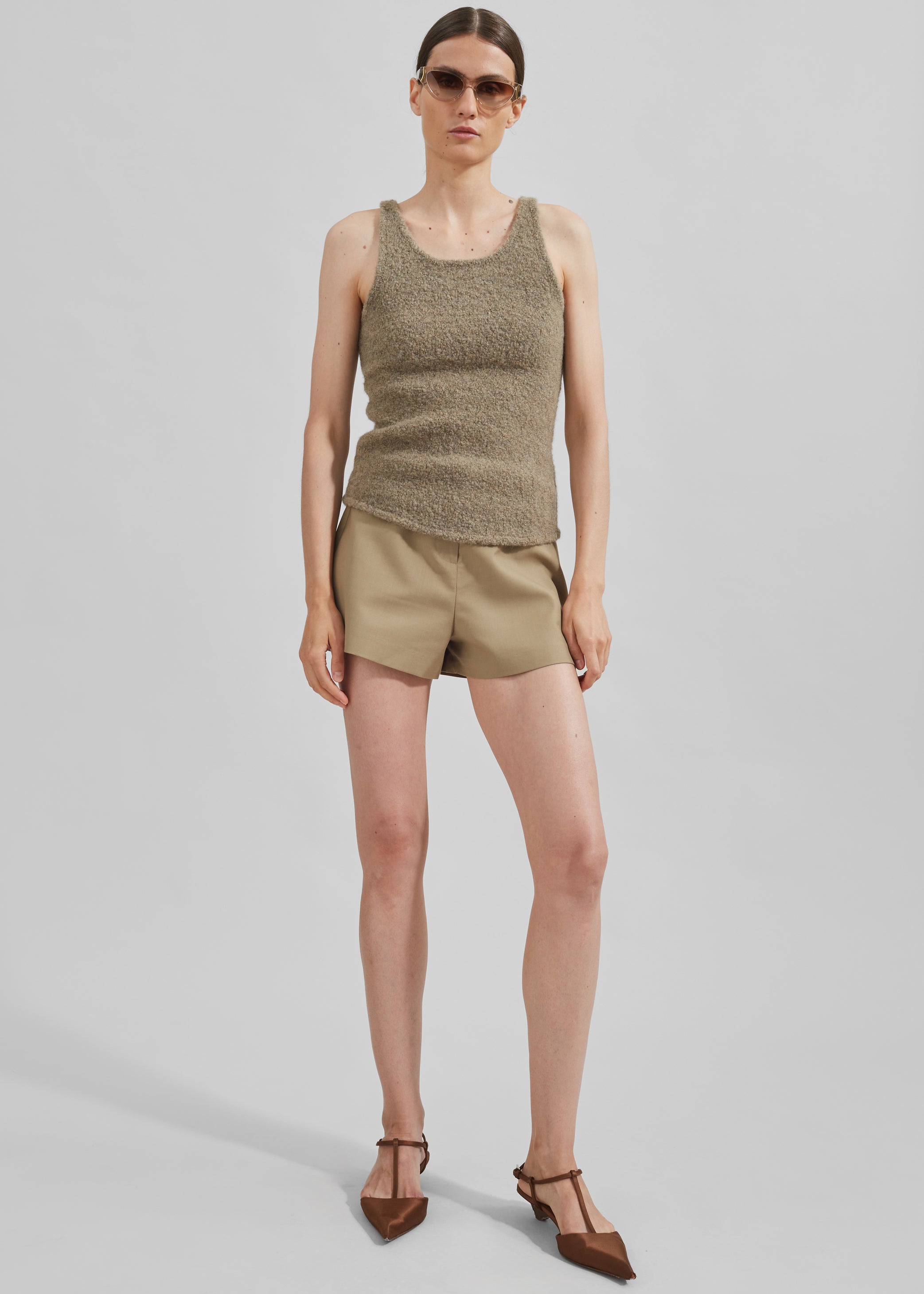 Shop the look image for Low Classic Fluffy Sleeveless Knit Top - Khaki
