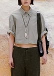 Low Classic Half Sleeve Cropped Shirt - Khaki Grey