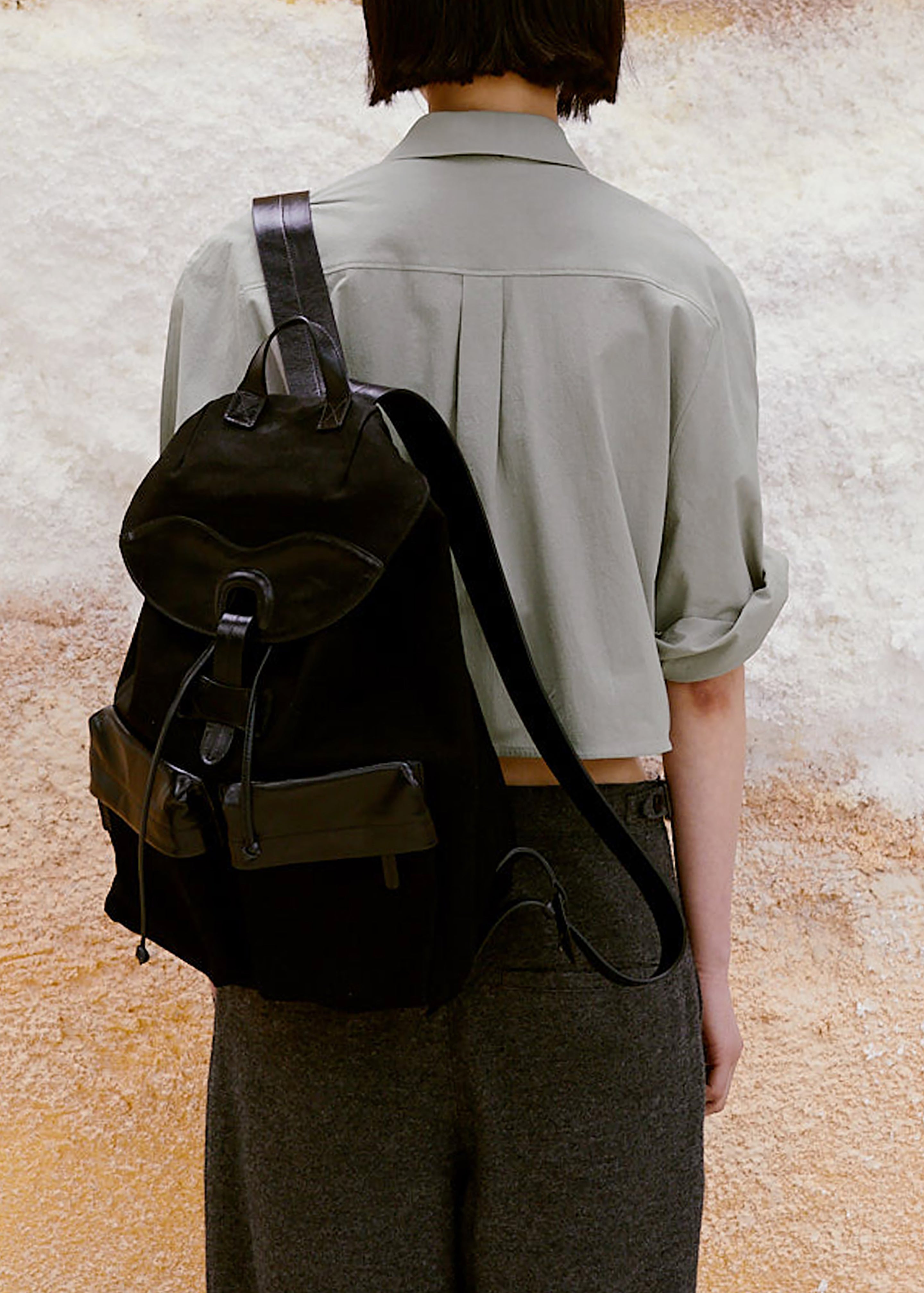 Low Classic Half Sleeve Cropped Shirt - Khaki Grey - 4
