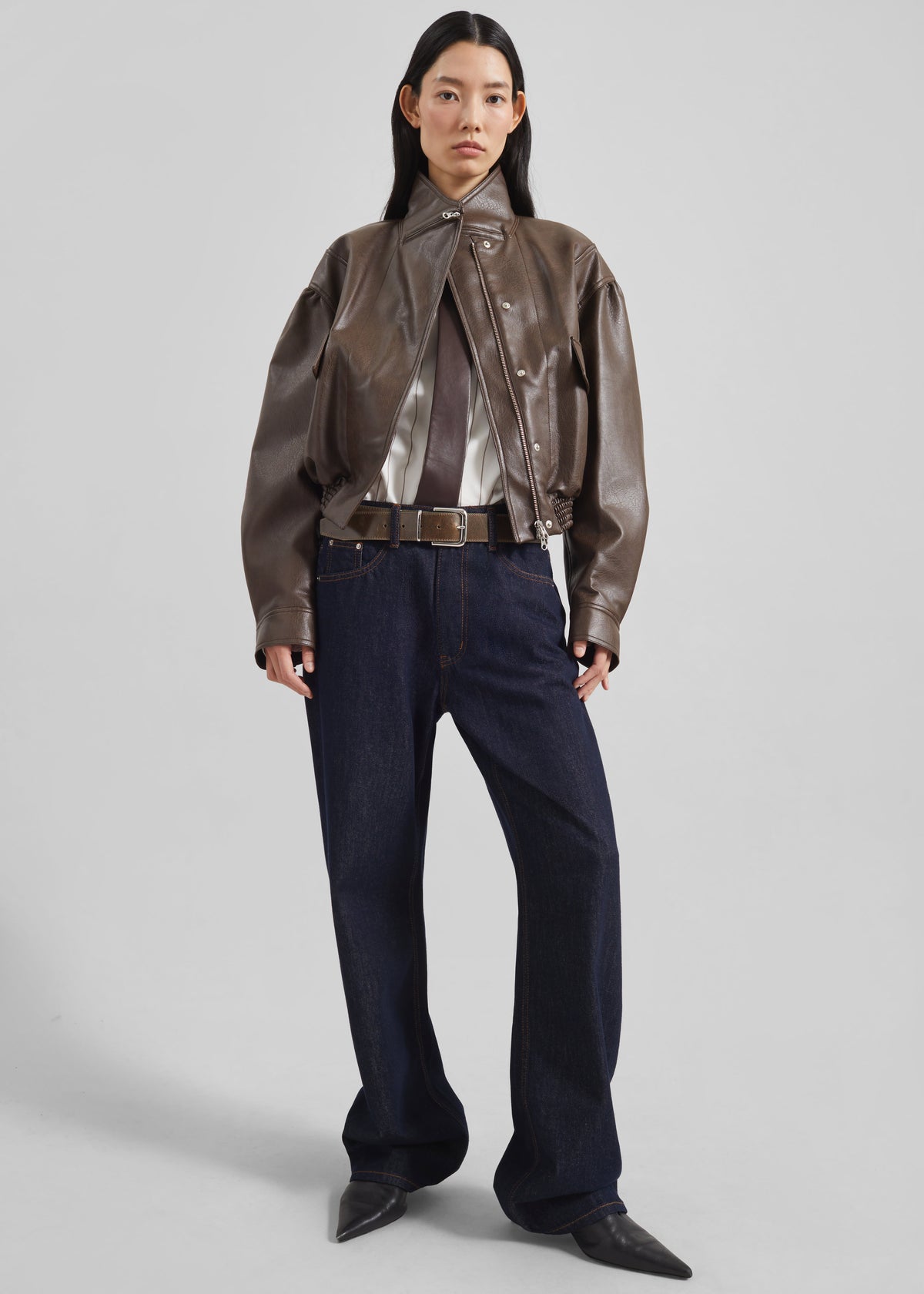 Low Classic Leather Short Jacket - Brown - 7