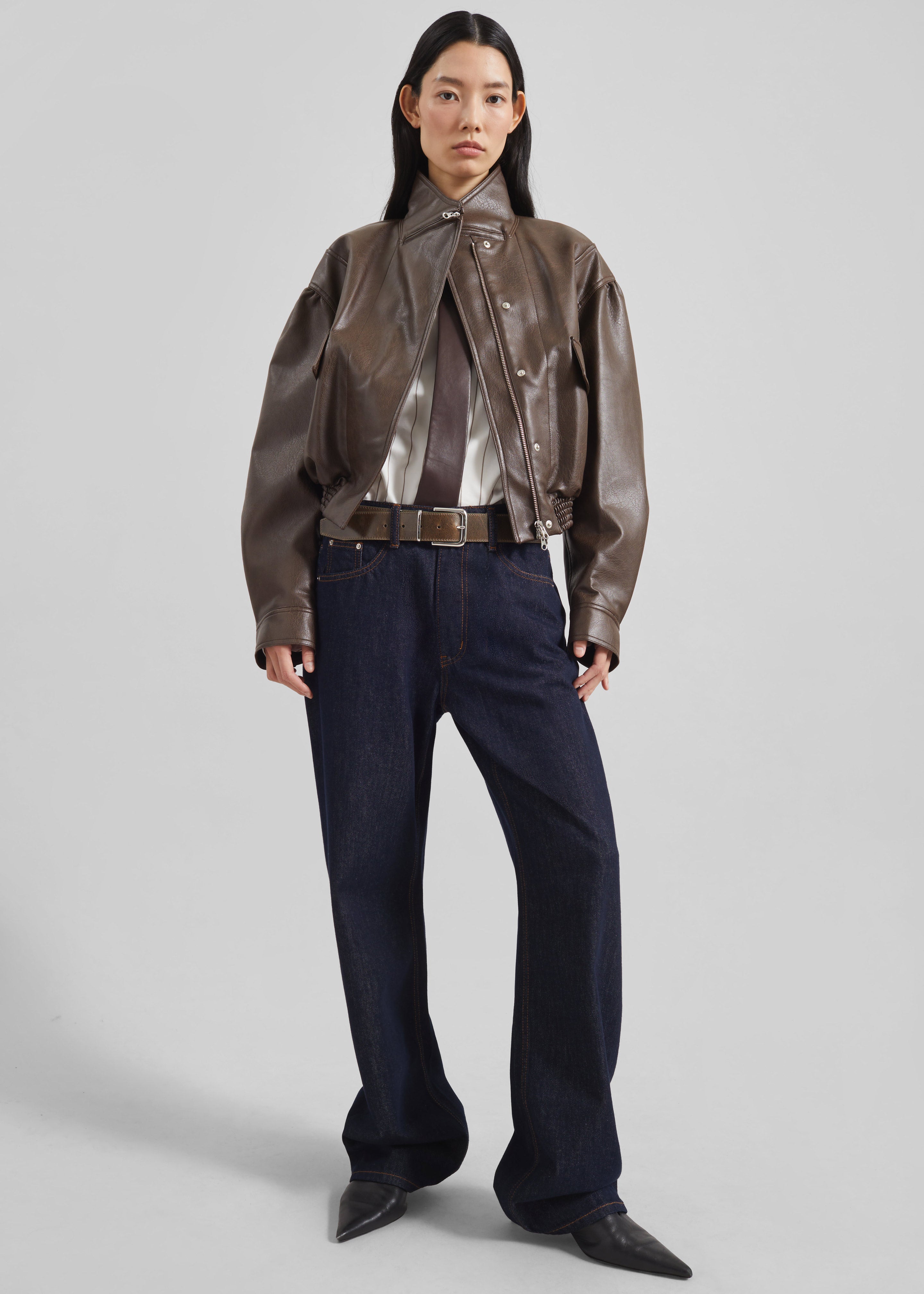 Low Classic Leather Short Jacket - Brown - 7