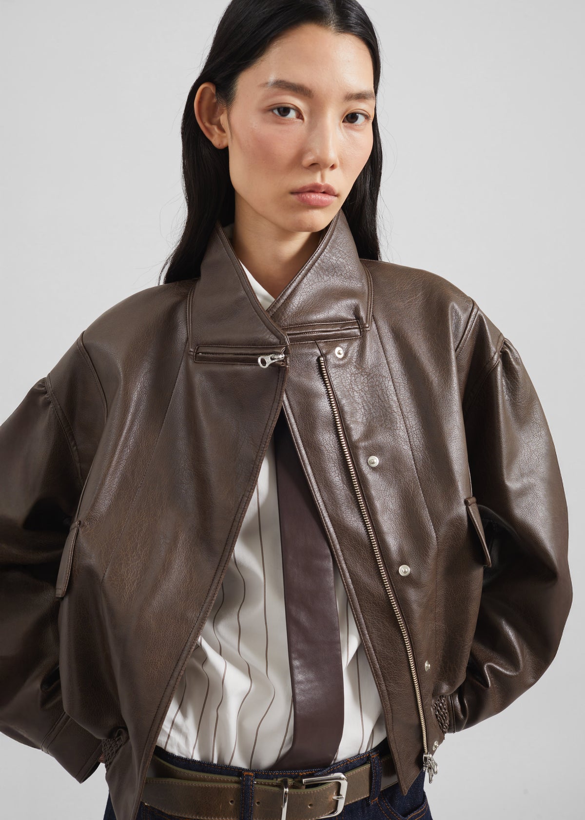 Low Classic Leather Short Jacket - Brown - 2