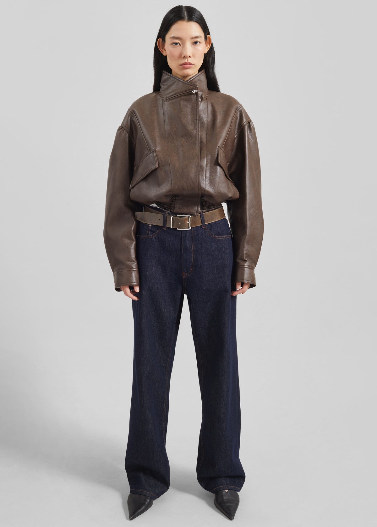 Low Classic Leather Short Jacket - Brown - 4