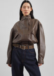 Low Classic Leather Short Jacket - Brown