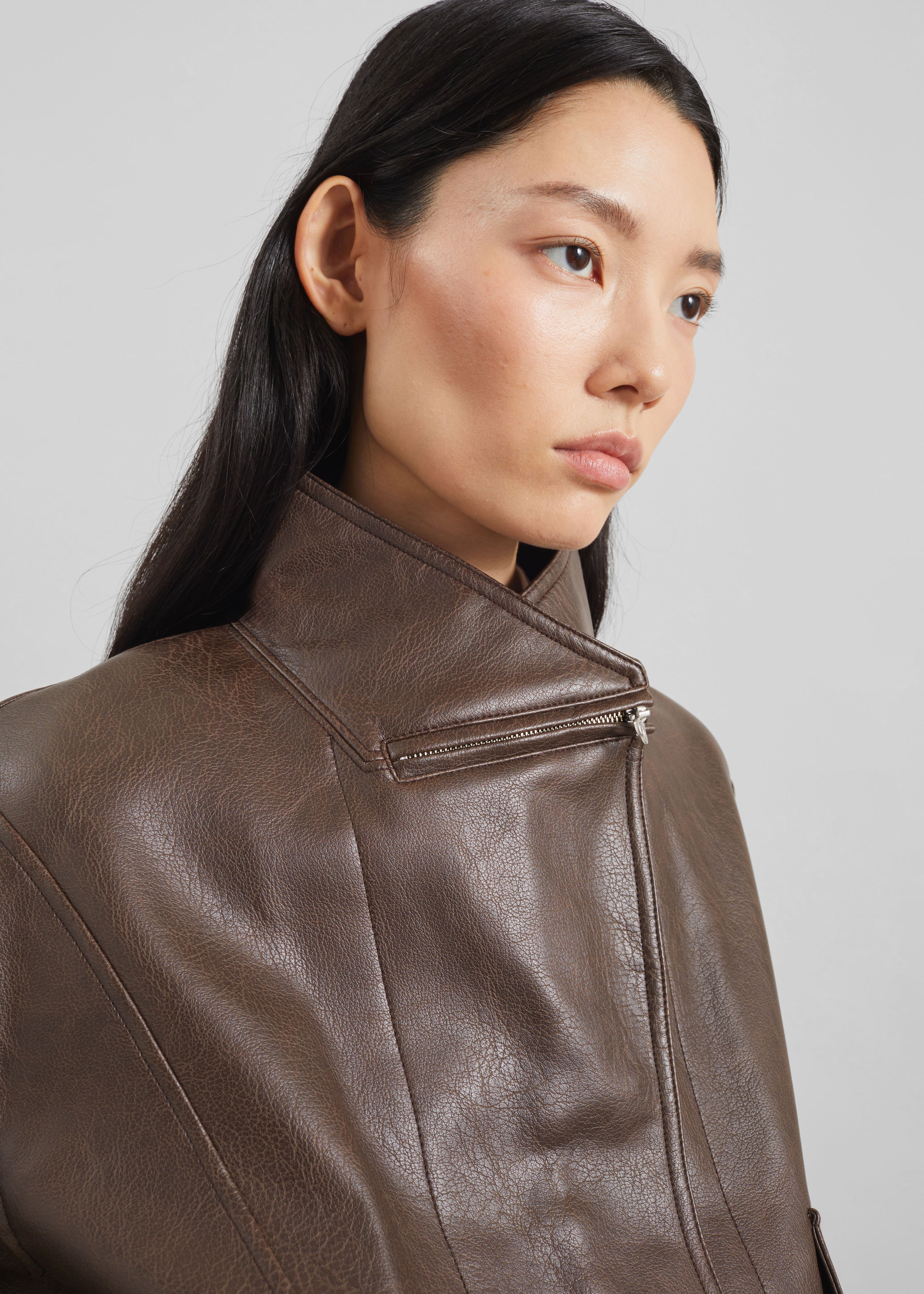 Low Classic Leather Short Jacket - Brown - 6