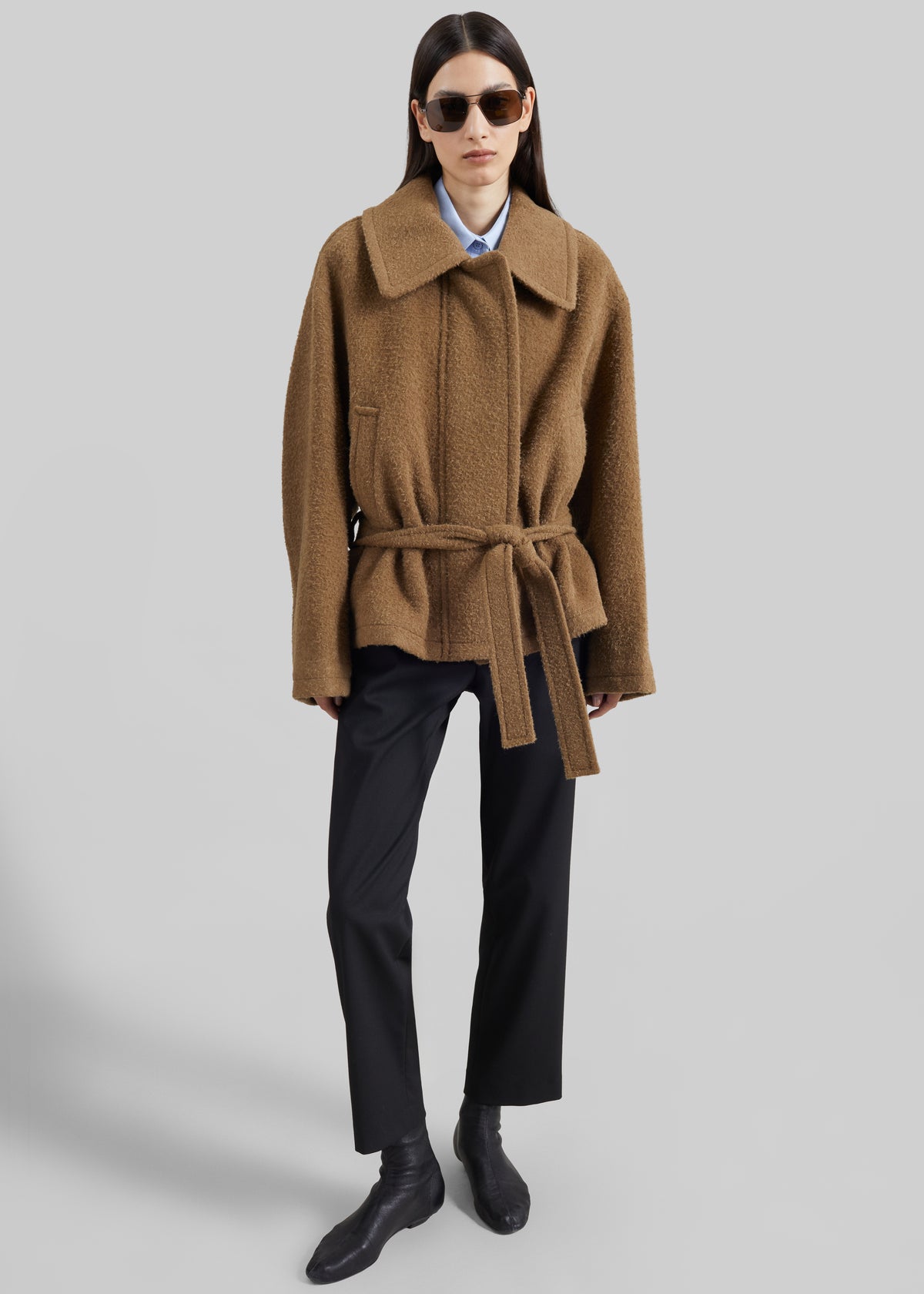 Low Classic Low Waist Belted Coat - Khaki Brown