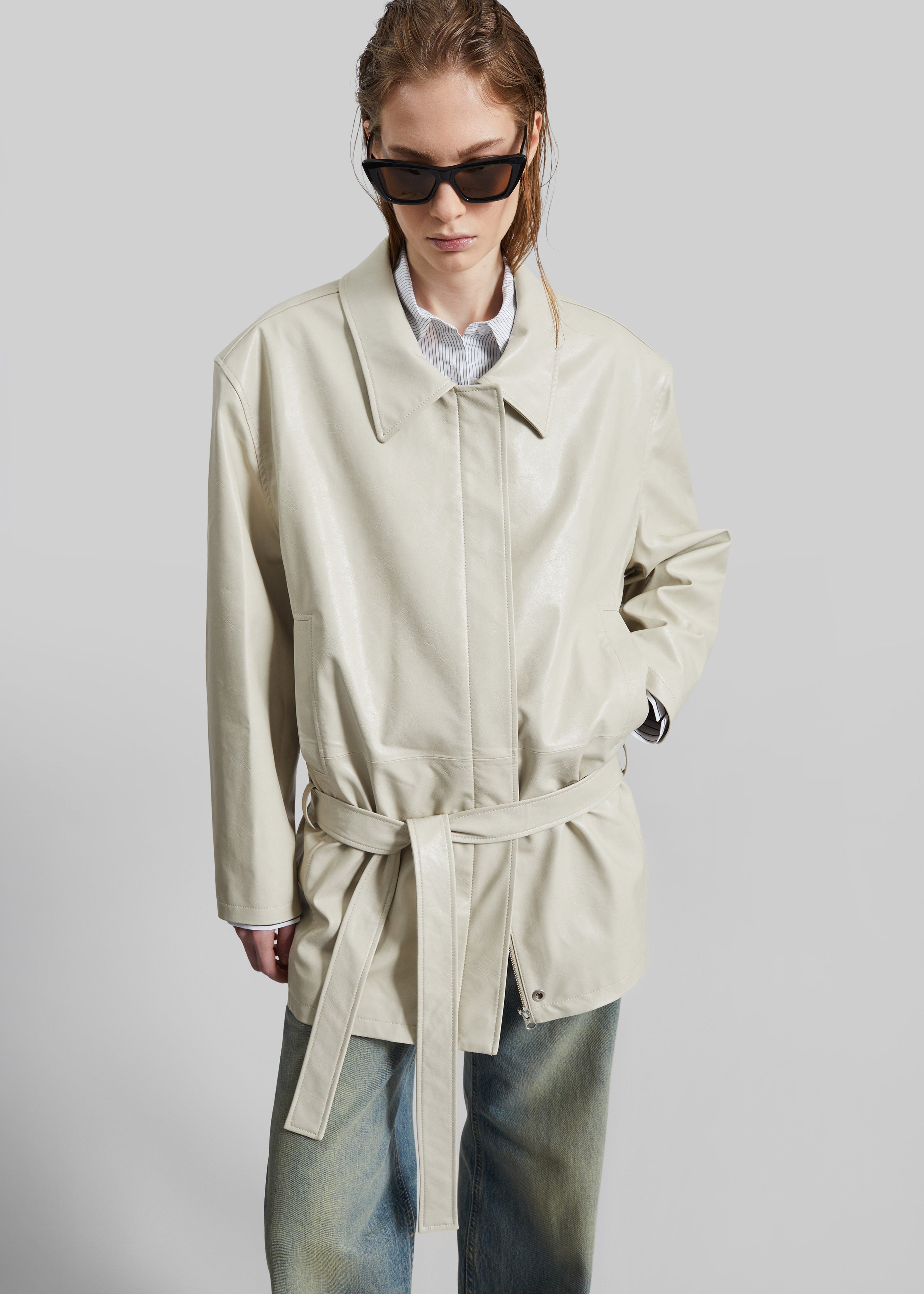 Low Classic Low Waist Artificial Leather Jacket - Beige – The