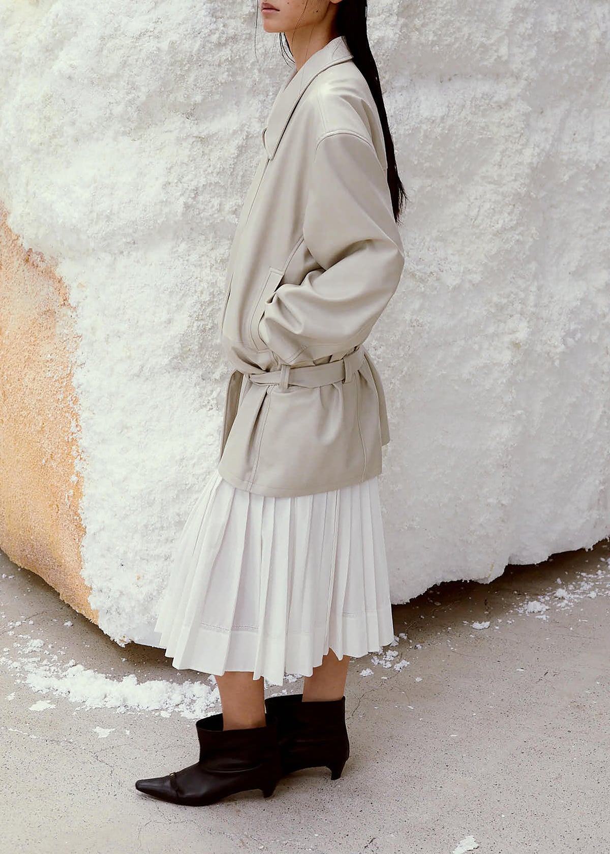 Low Classic Low Waist Artificial Leather Jacket - Beige - 7