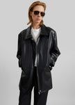 Low Classic Low Waist Artificial Leather Jacket - Black