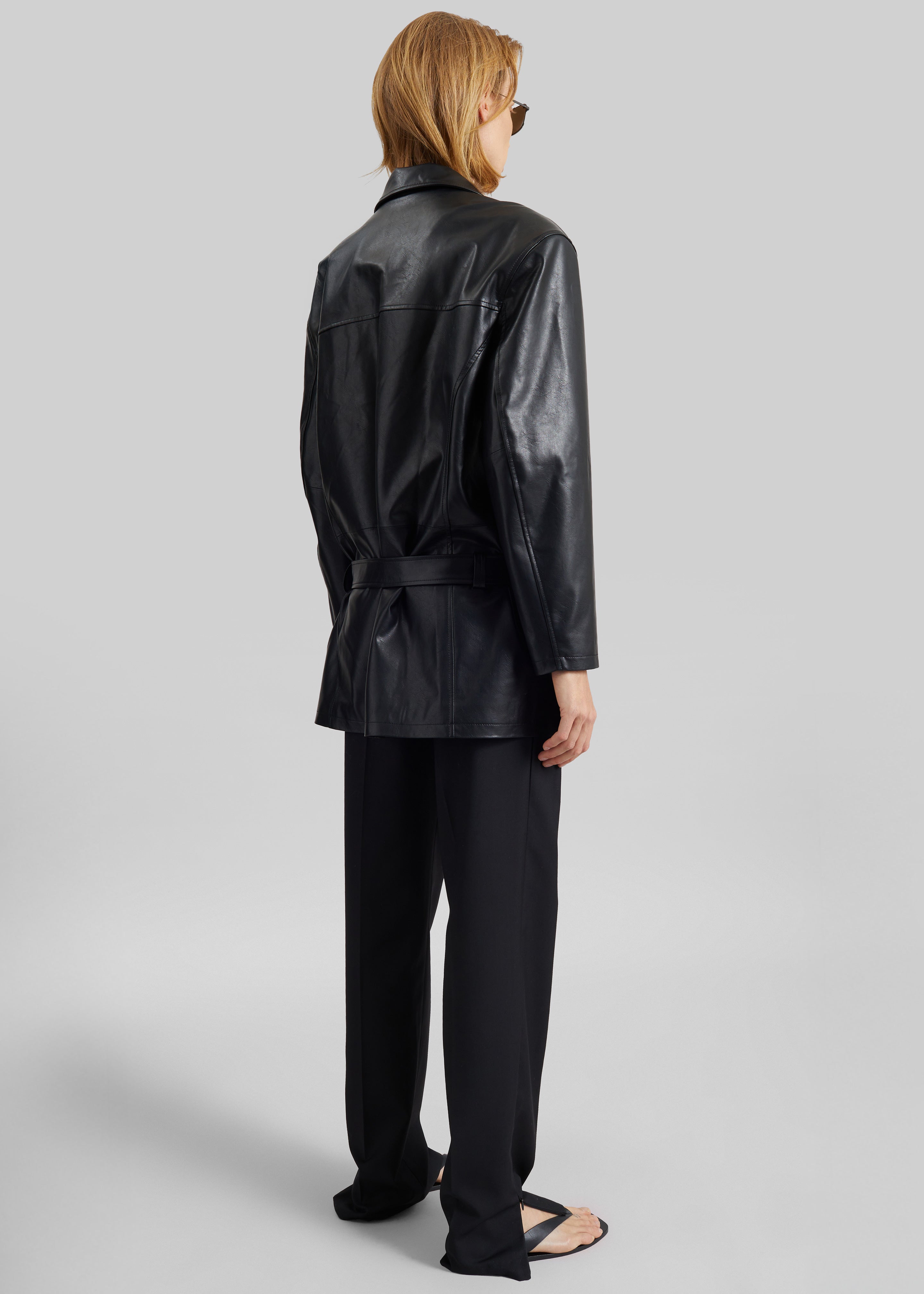 Low Classic Low Waist Artificial Leather Jacket - Black - 6