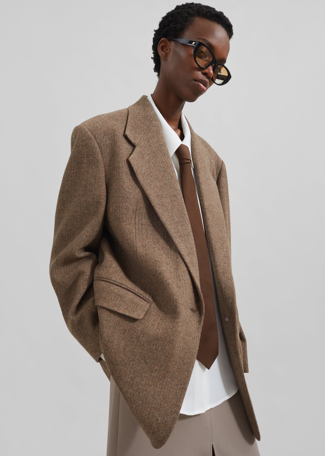 Low Classic Over Fit Wool Blazer - Brown