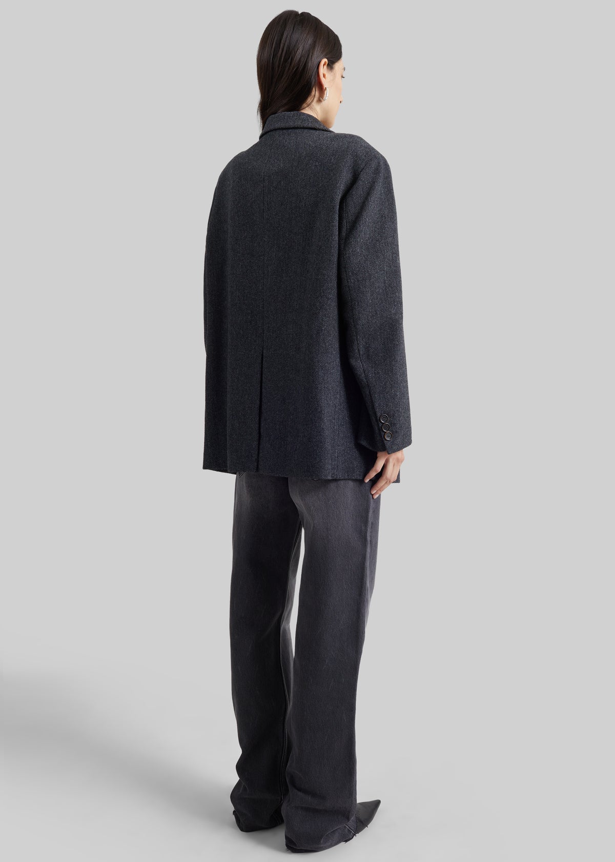 Low Classic Oversized Wool Tailored Jacket - Grey