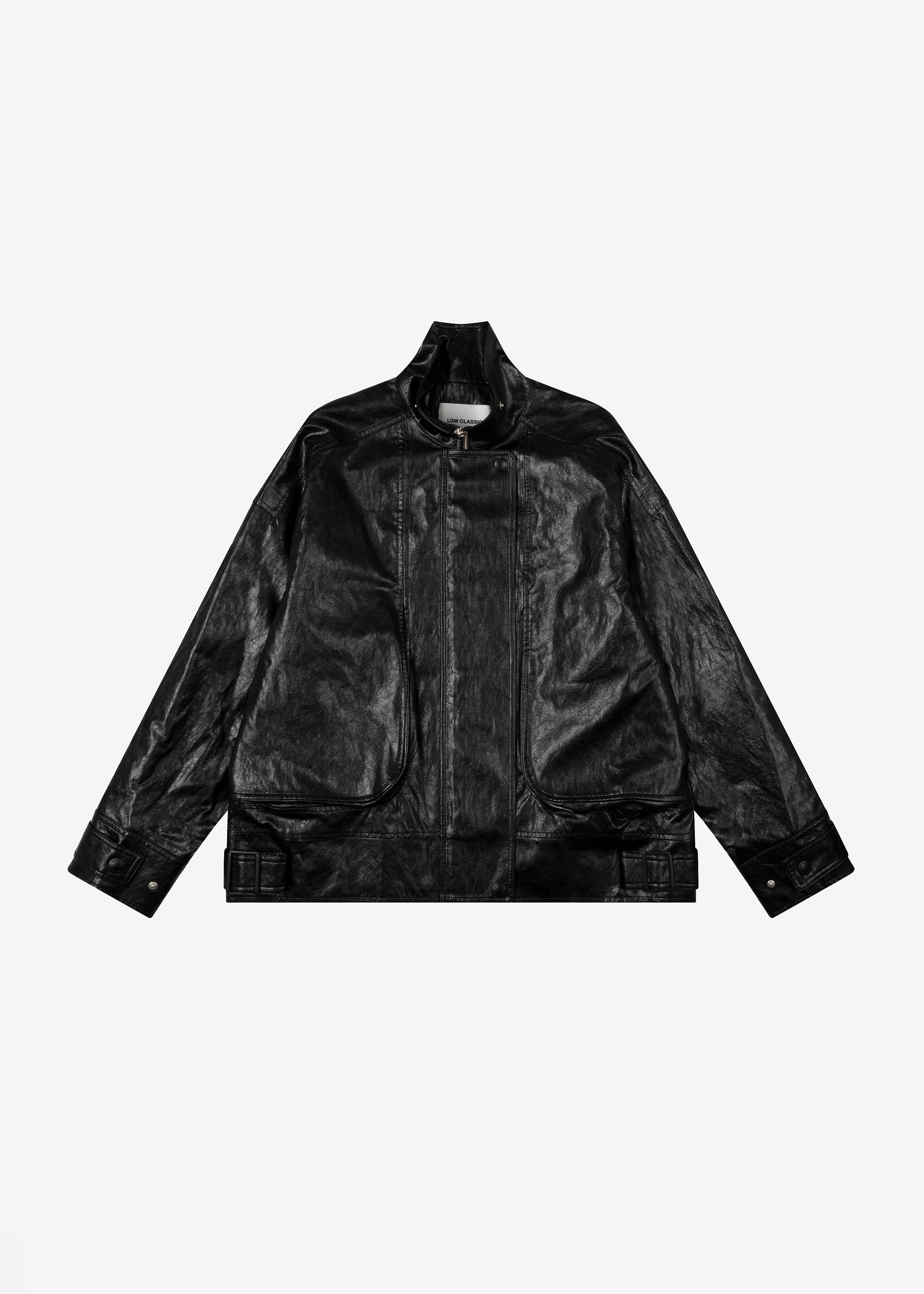 Low Classic Pocket Leather Jacket - Black - 11