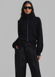 Low Classic Sailor Button Point Knit Cardigan - Black