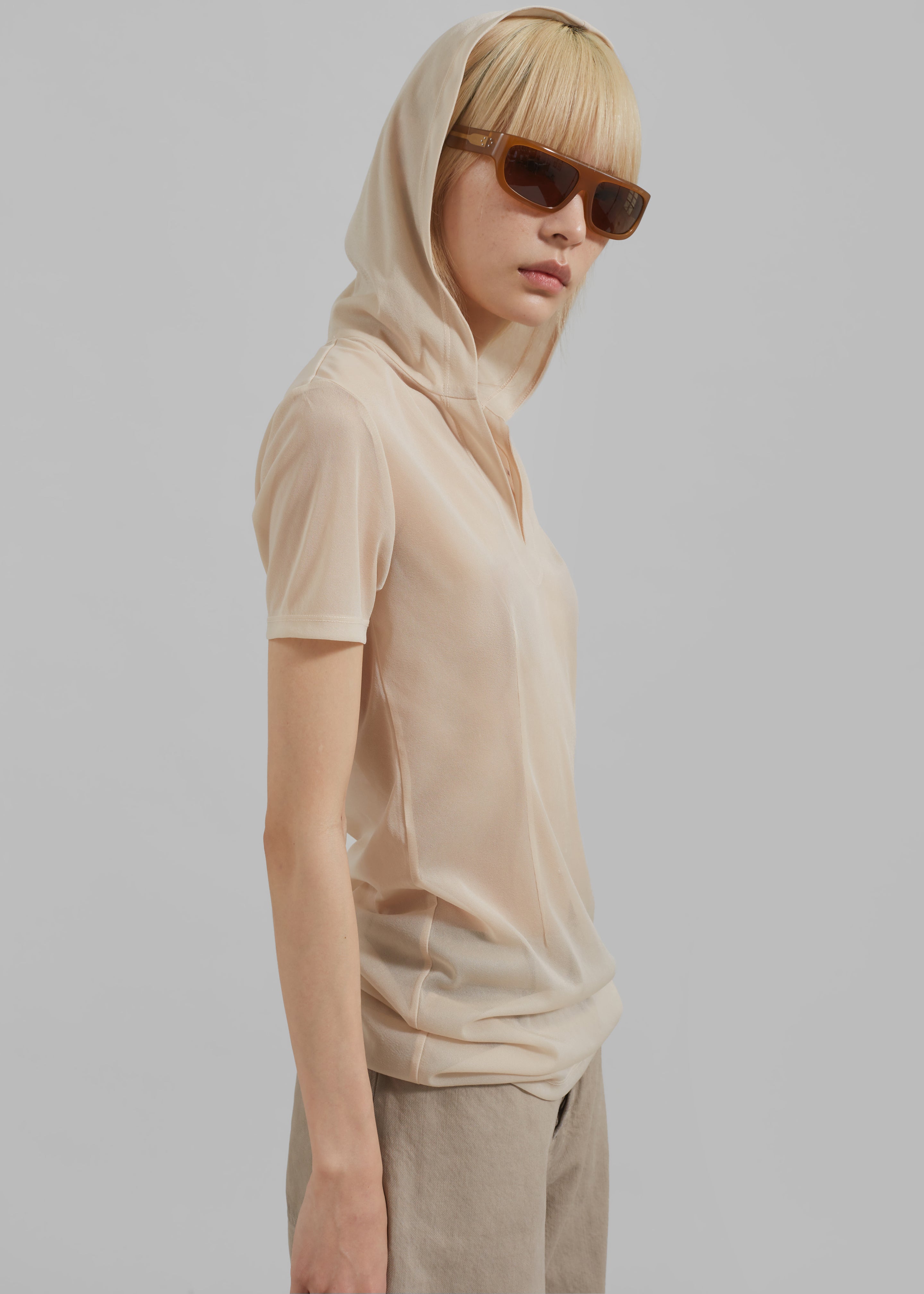 Low Classic See Through Hoodie Light Beige The Frankie Shop