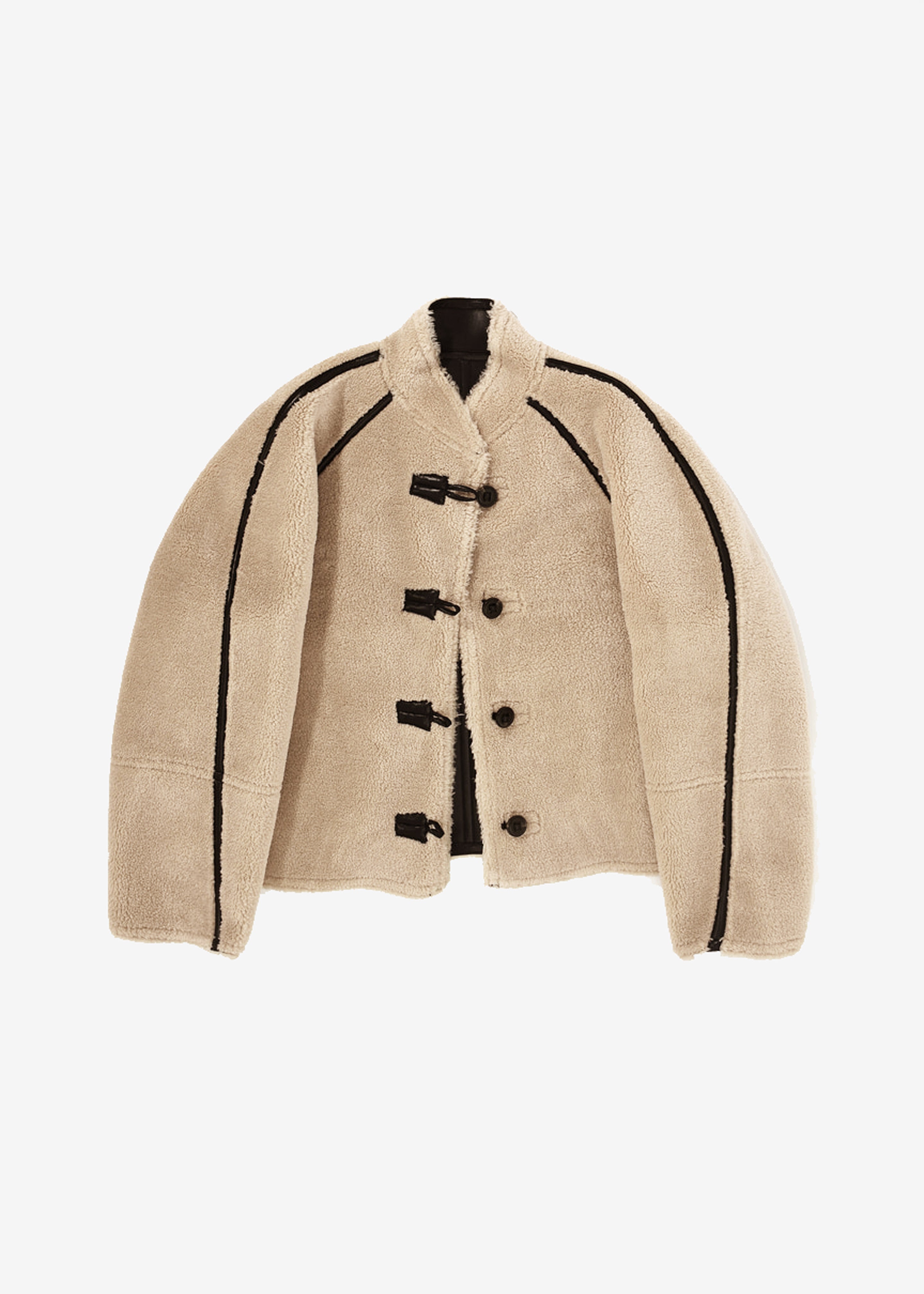 Low Classic Short Shearling Reversible Coat - Beige - 16