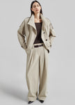 Low Classic Wide Two Tuck Pants - Beige