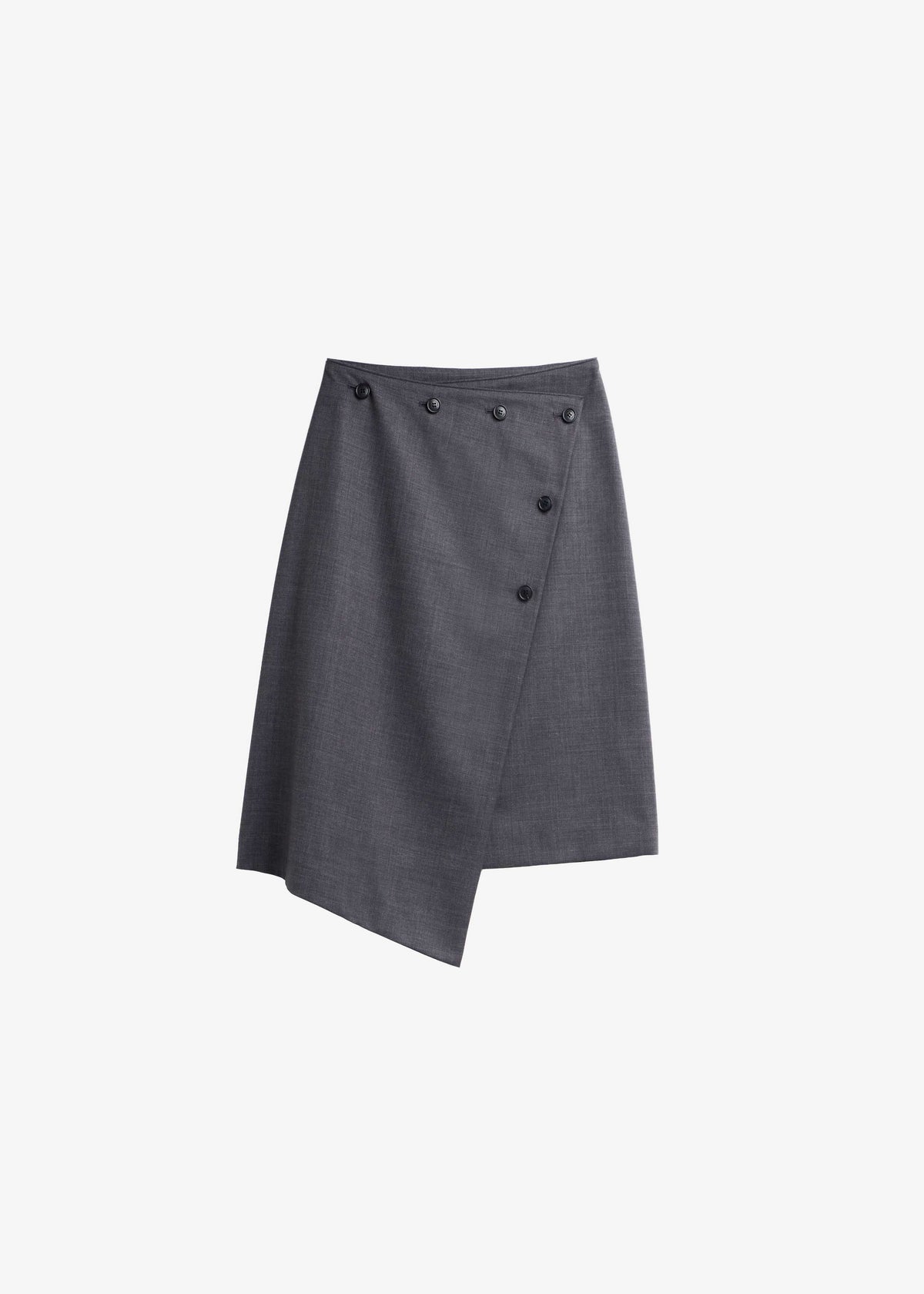 Lowell Asymmetric Midi Skirt - Grey Melange