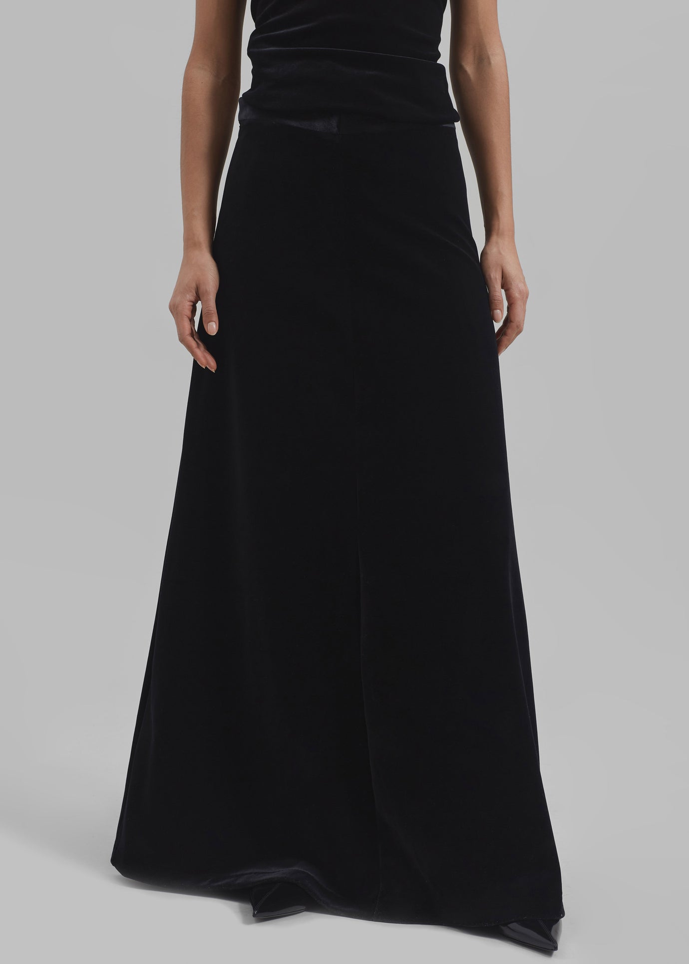 Lucia Velvet Maxi Skirt - Black - 1