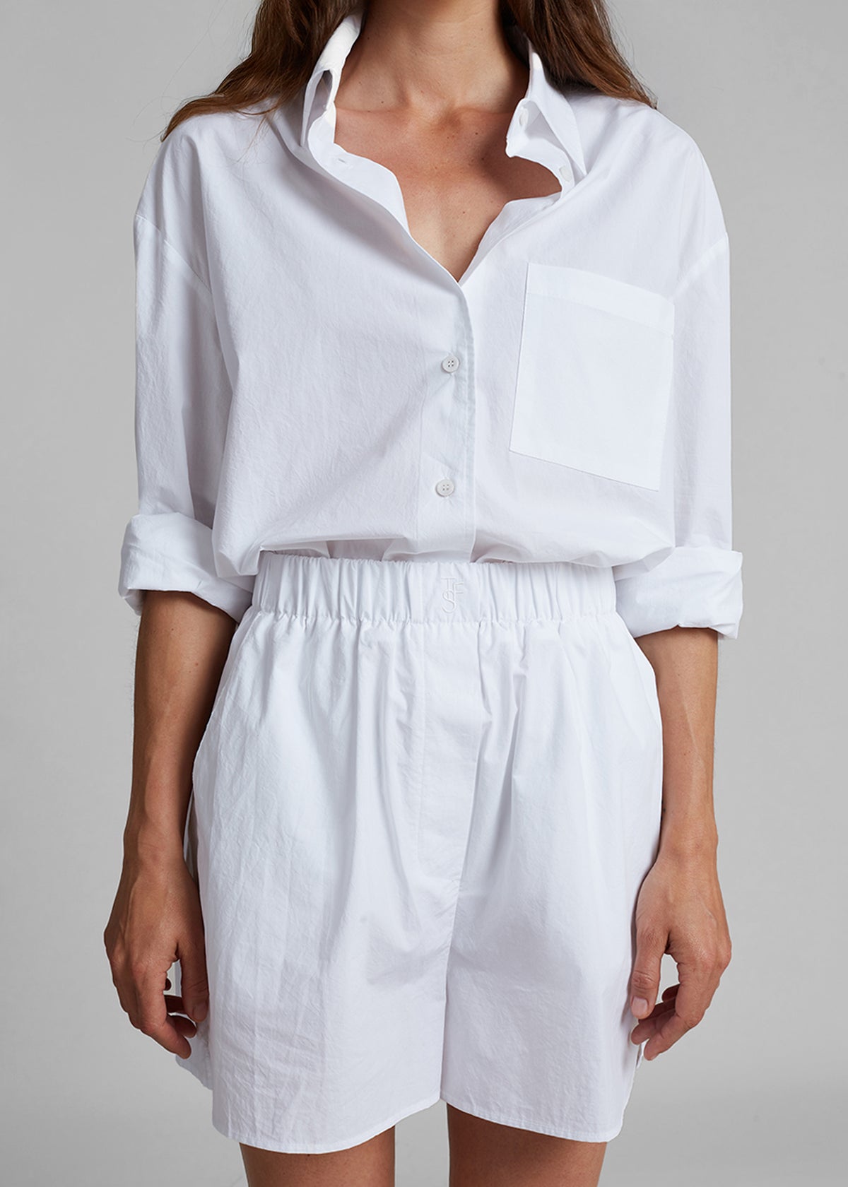 white dress shorts The Frankie Shop White Lui Boxer Shorts