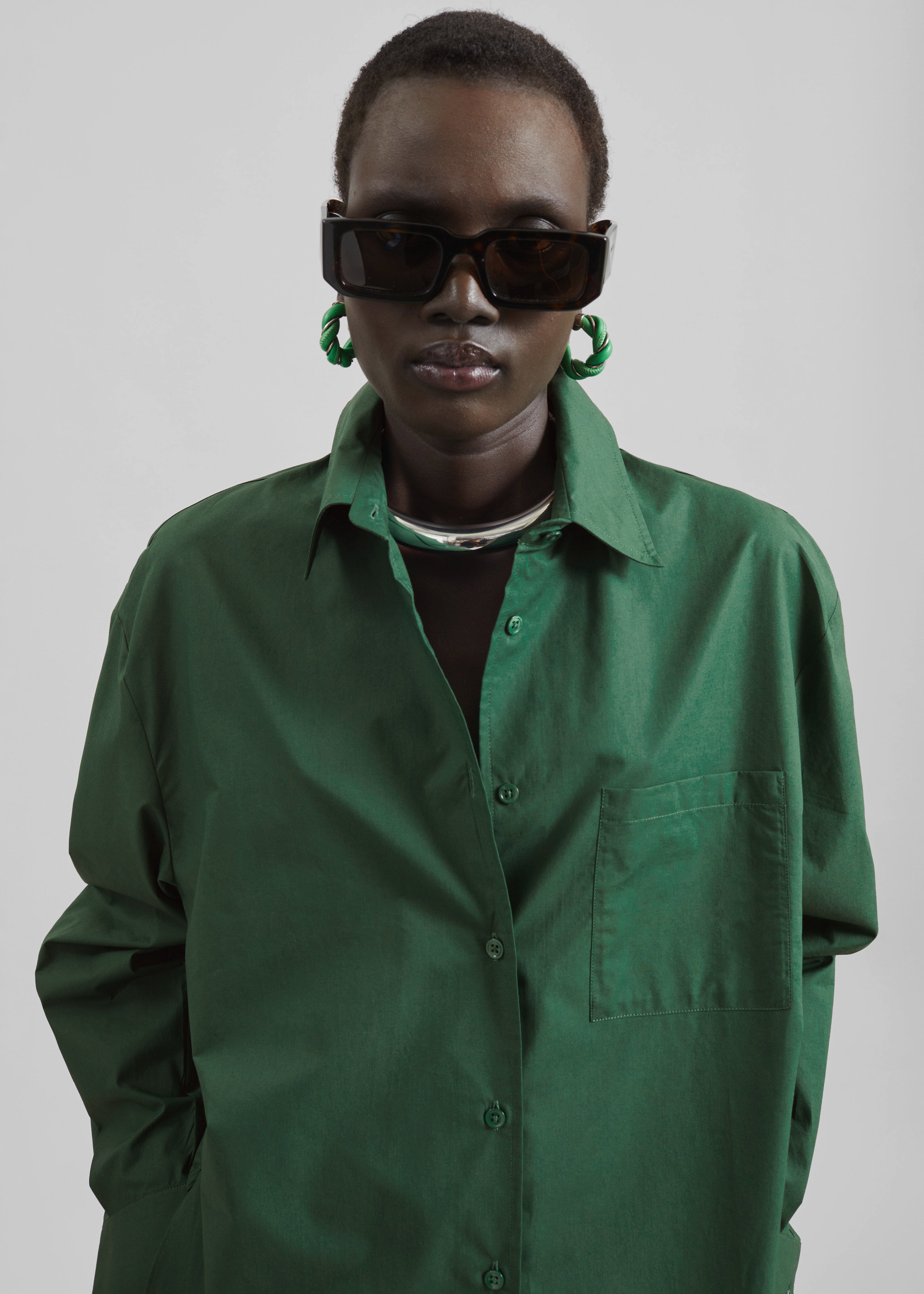 Lui Organic Cotton Shirt - Hunter Green - 3