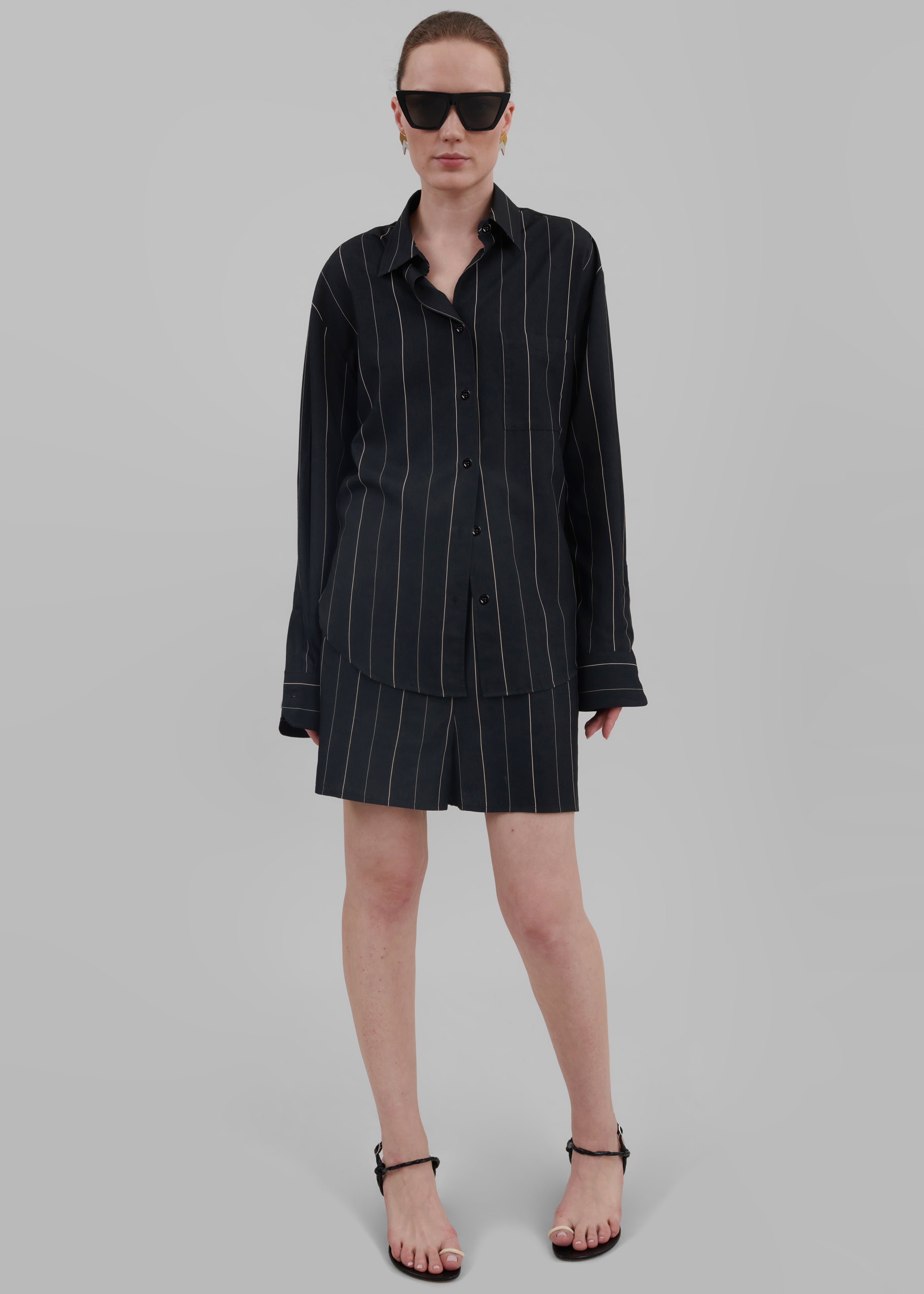 Lui Shirt - Black/Beige Stripe - 10