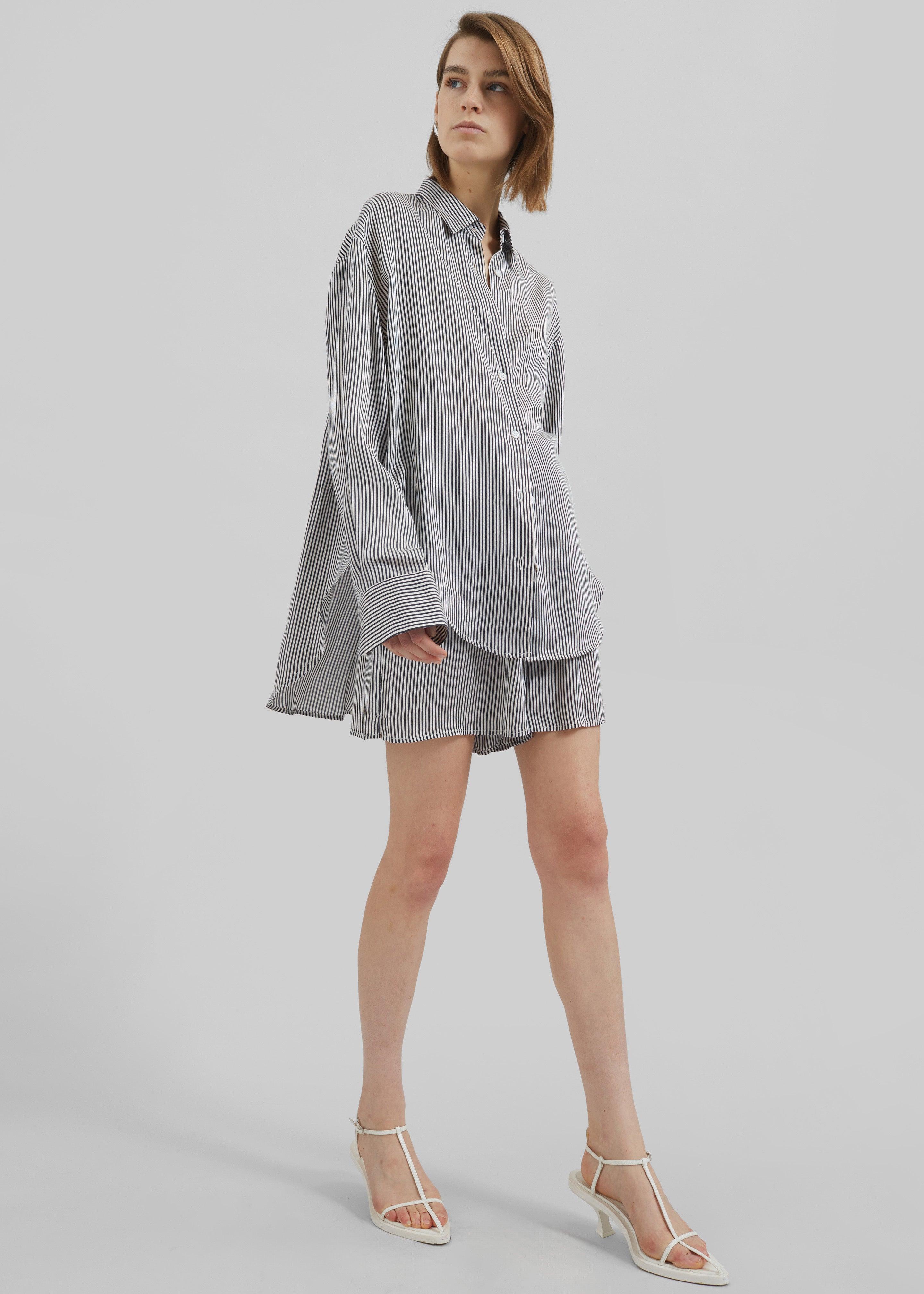 Lui Striped Silk Shirt - Black/White Stripe – The Frankie Shop