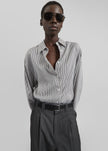 Lui Striped Silk Shirt - Black/White Stripe