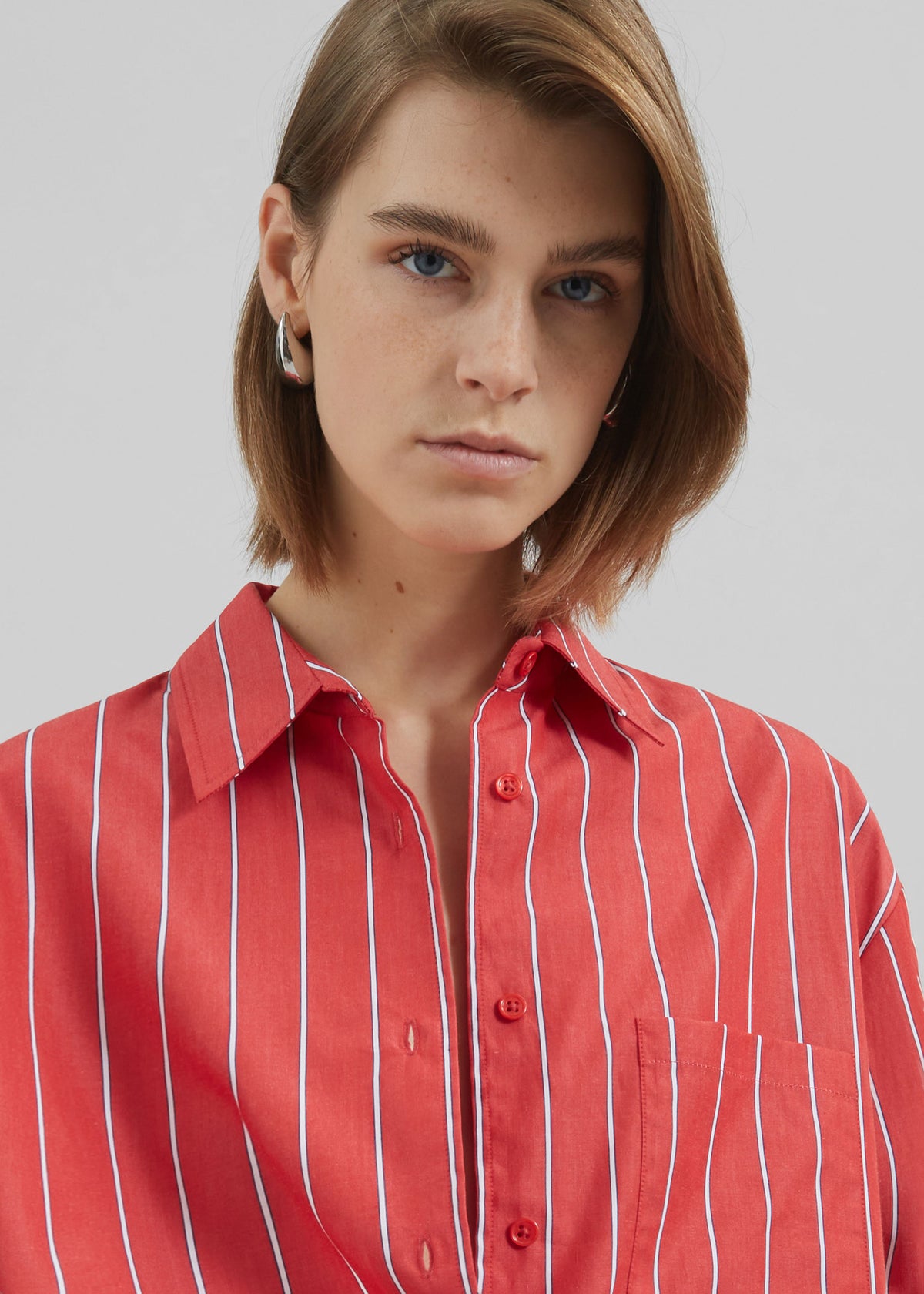 red striped dress shirt Lui Striped Cotton Shirt