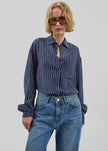 Lui Striped Shirt - Navy/Beige Pinstripe