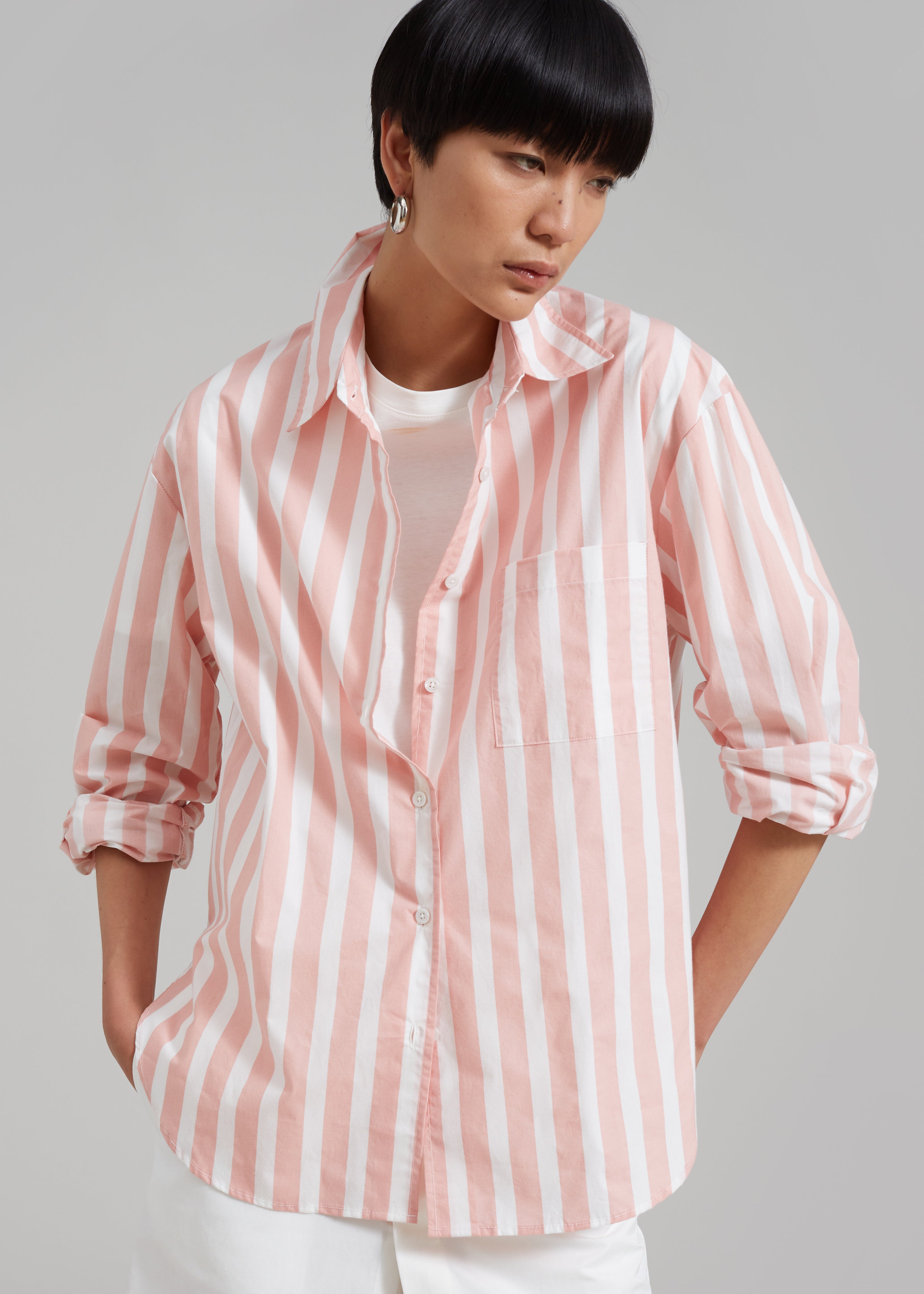 Lui Wide Stripe Shirt - Pink - 5