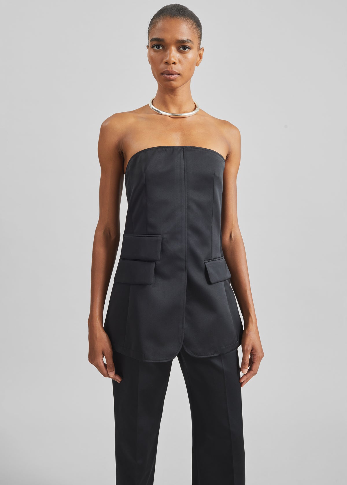 Luma Satin Bustier - Black - 1