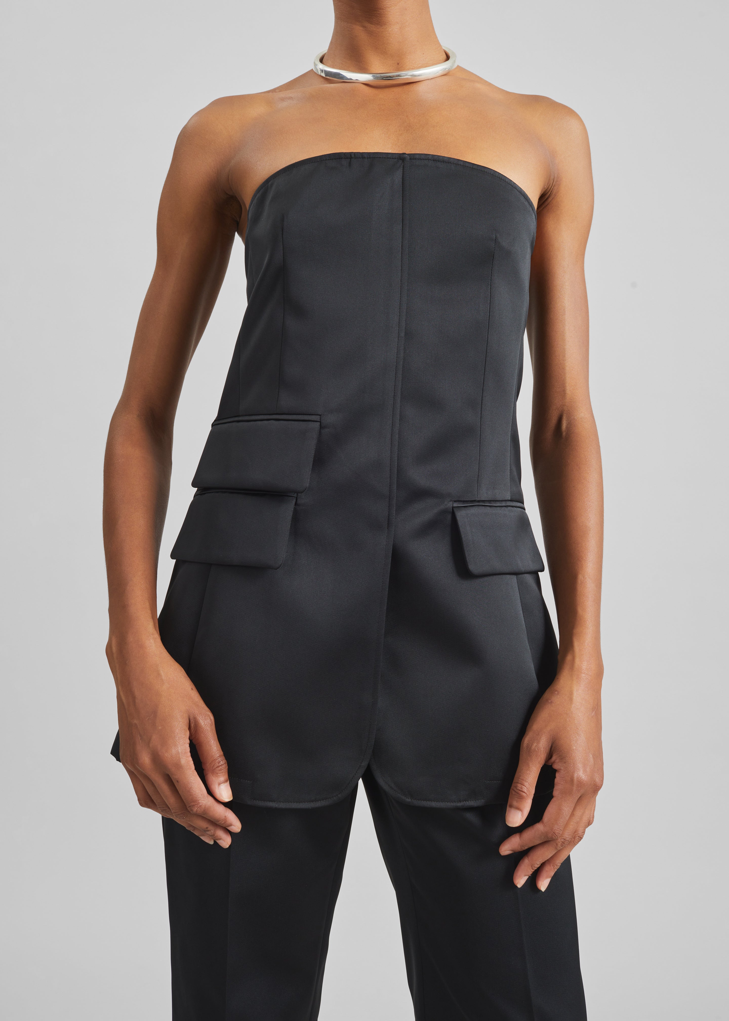 Luma Satin Bustier - Black – The Frankie Shop